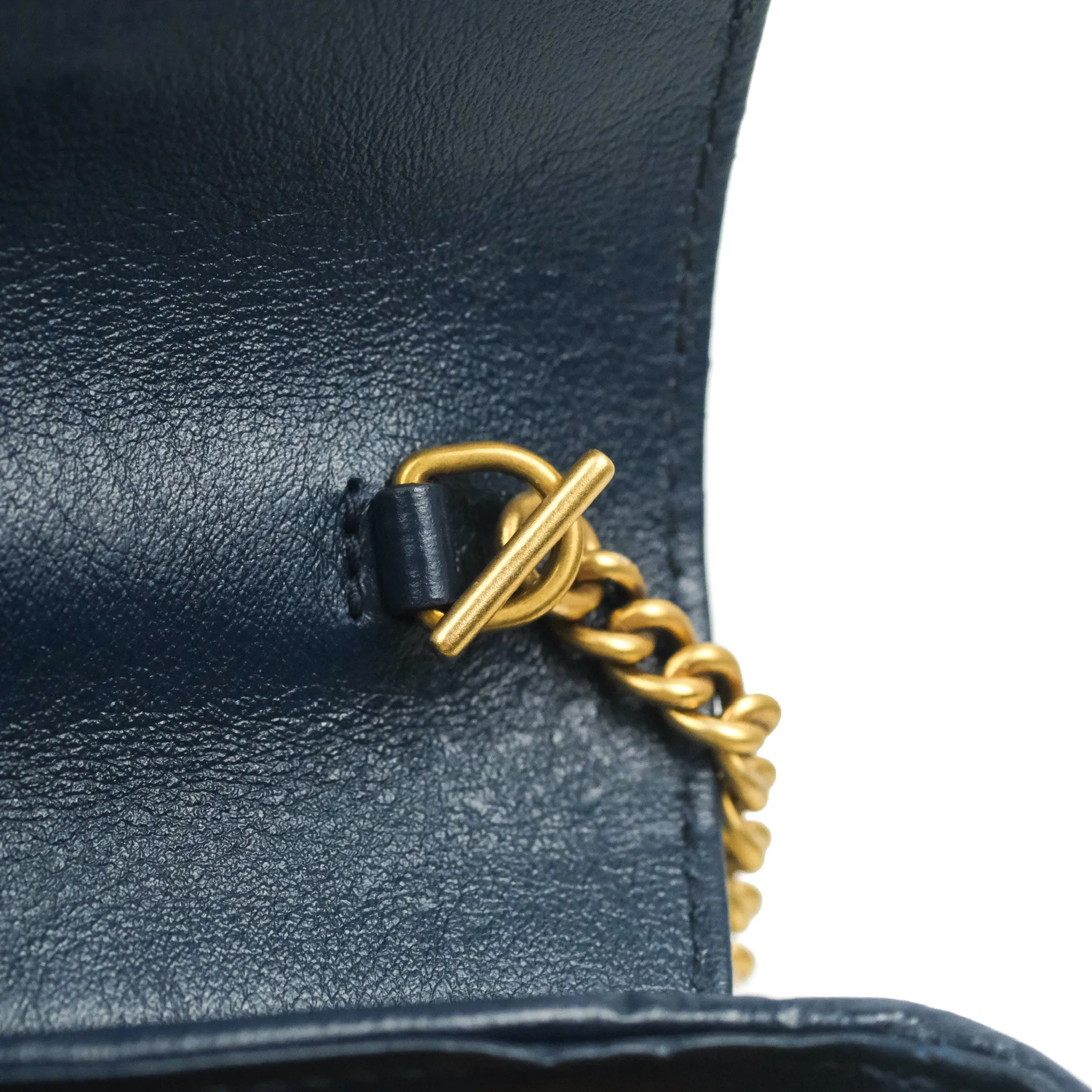 Gucci GG Marmont Matelass Leather Super Mini Bag Navy White