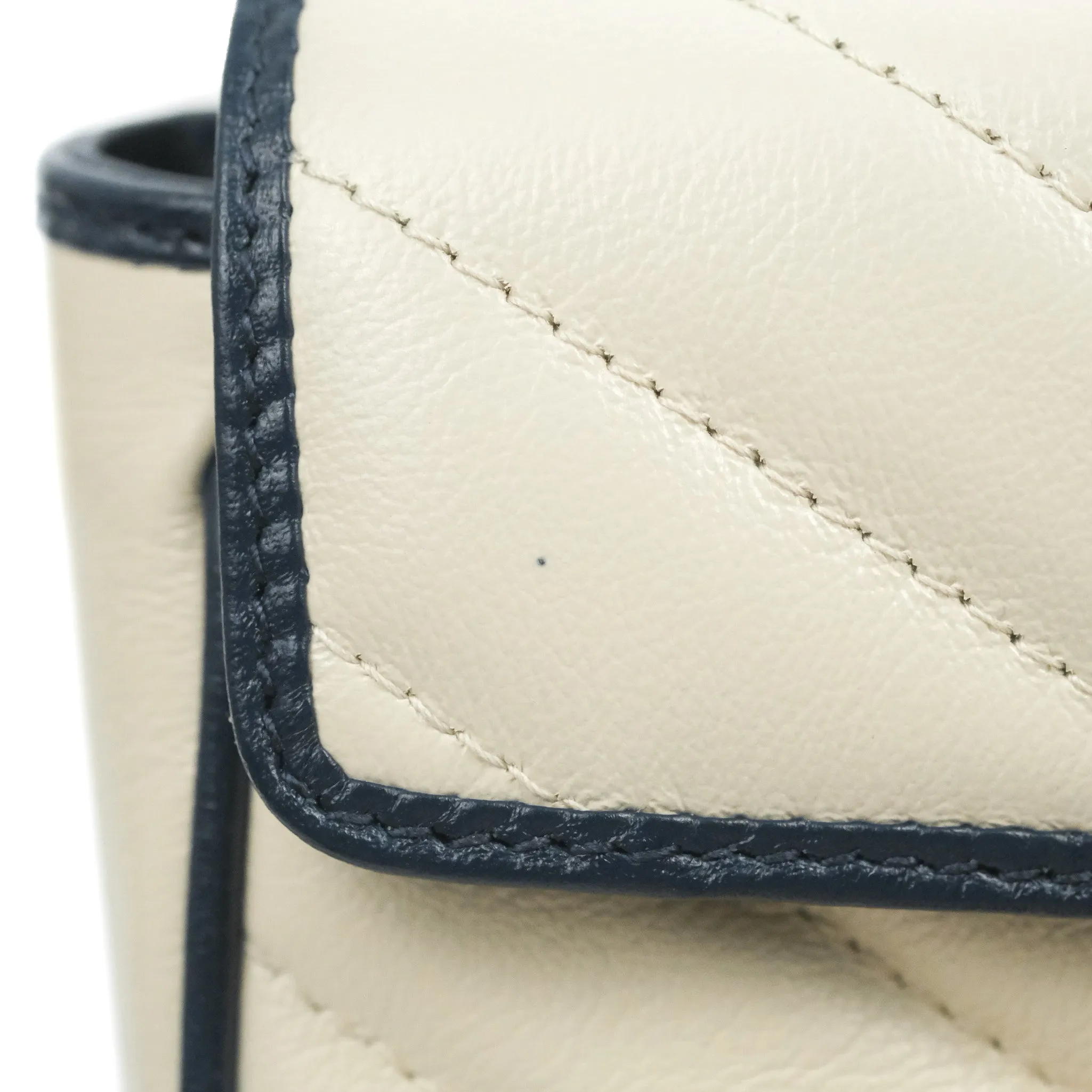 Gucci GG Marmont Matelass Leather Super Mini Bag Navy White