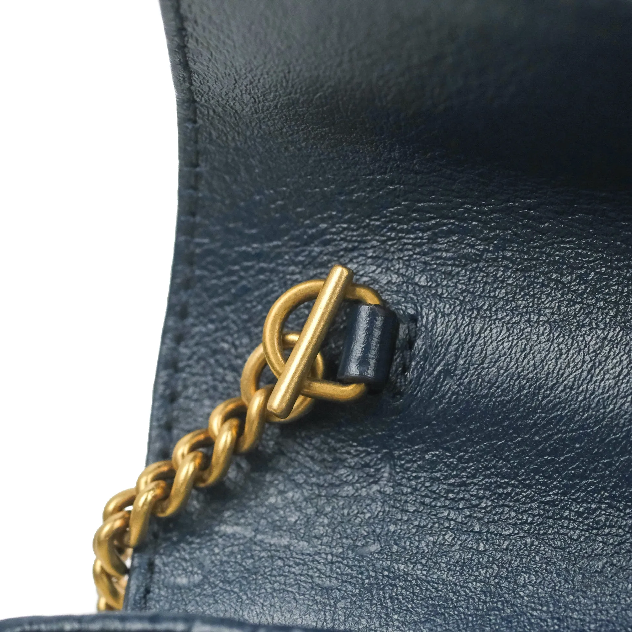 Gucci GG Marmont Matelass Leather Super Mini Bag Navy White
