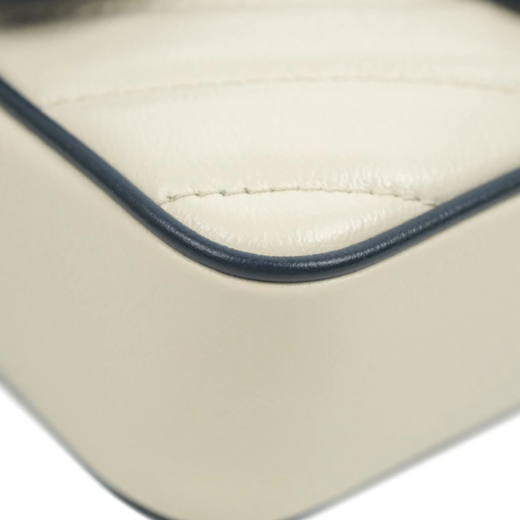 Gucci GG Marmont Matelass Leather Super Mini Bag Navy White