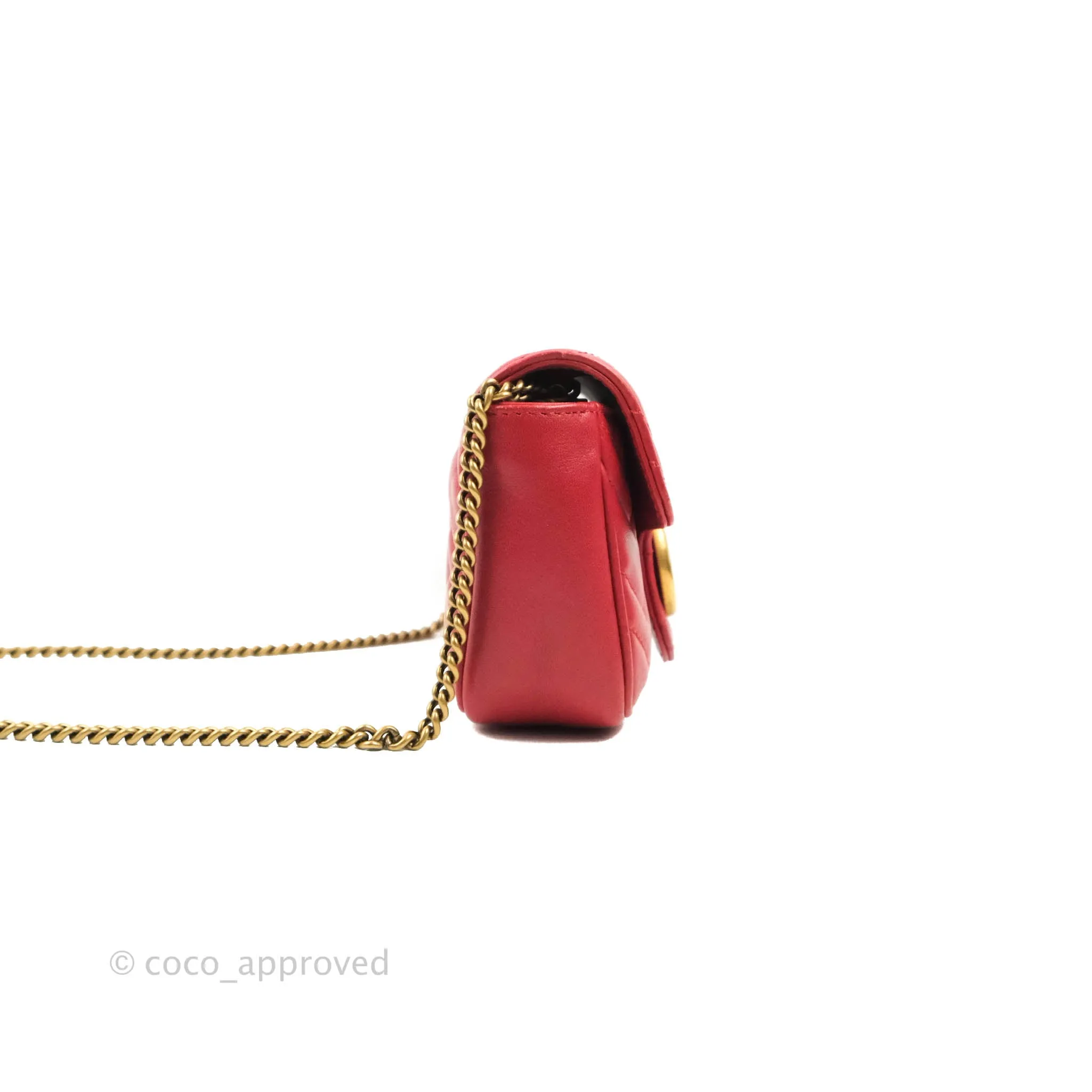 Gucci GG Marmont Matelass Leather Super Mini Bag Red