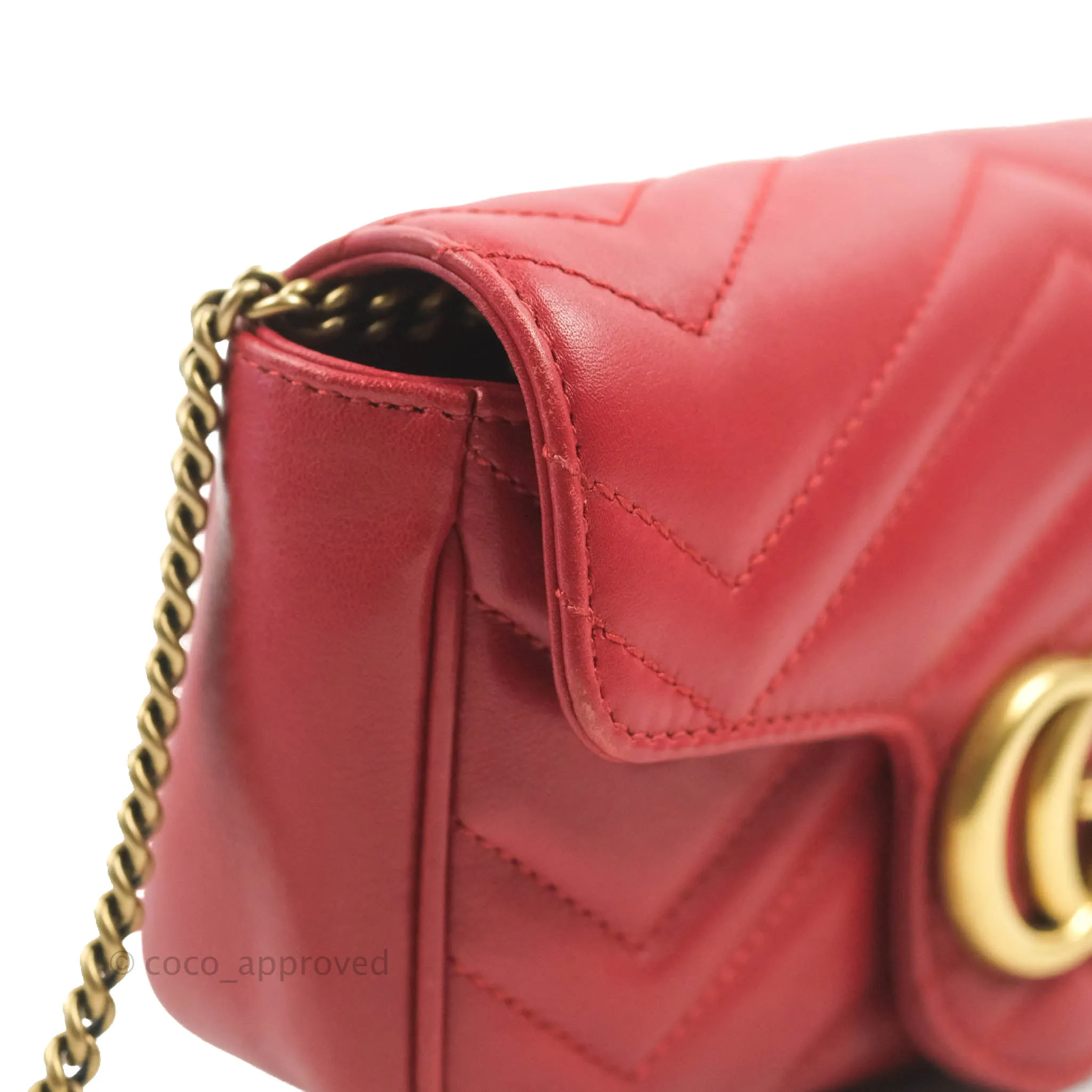 Gucci GG Marmont Matelass Leather Super Mini Bag Red