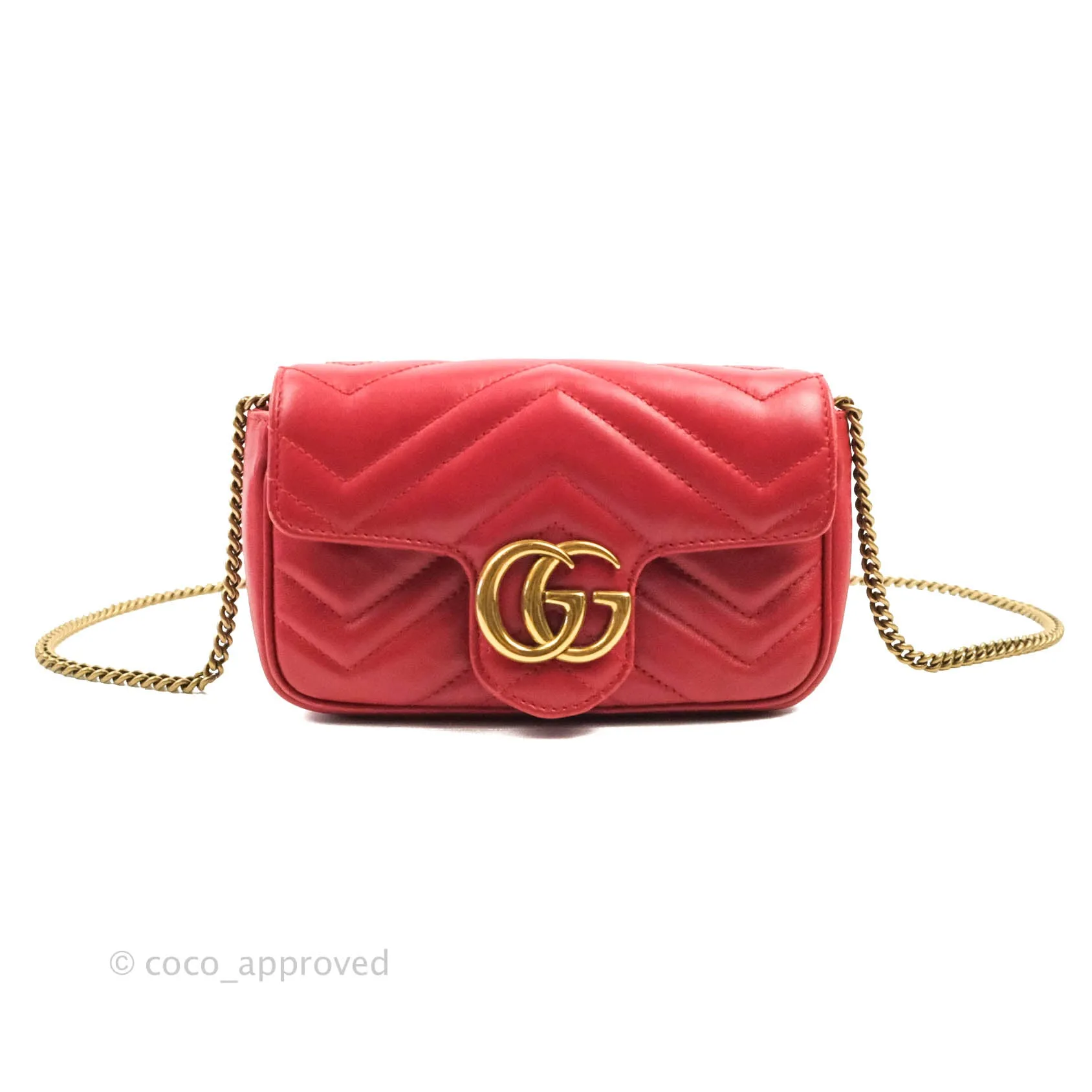 Gucci GG Marmont Matelass Leather Super Mini Bag Red