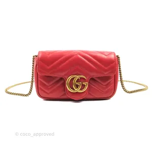 Gucci GG Marmont Matelass Leather Super Mini Bag Red