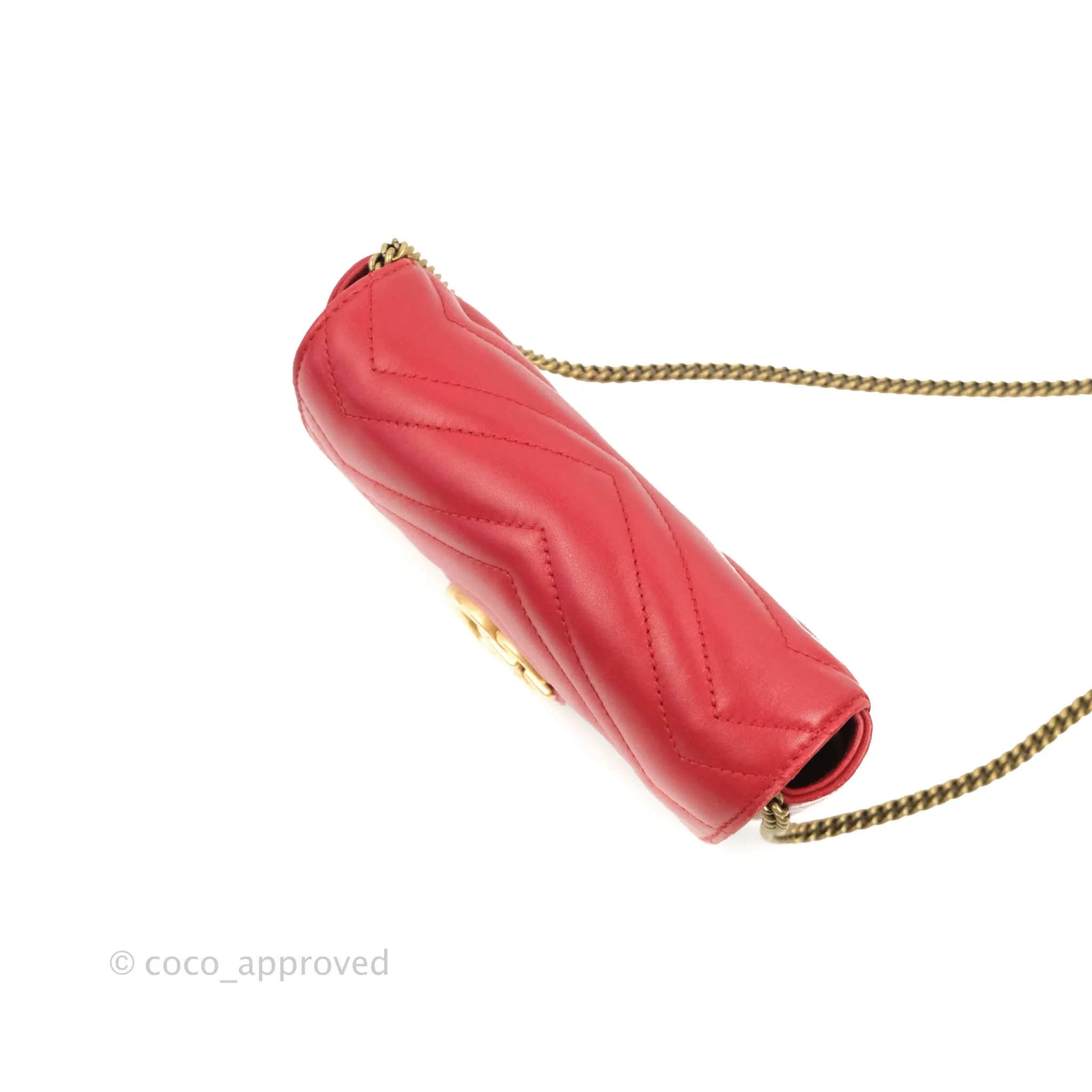 Gucci GG Marmont Matelass Leather Super Mini Bag Red