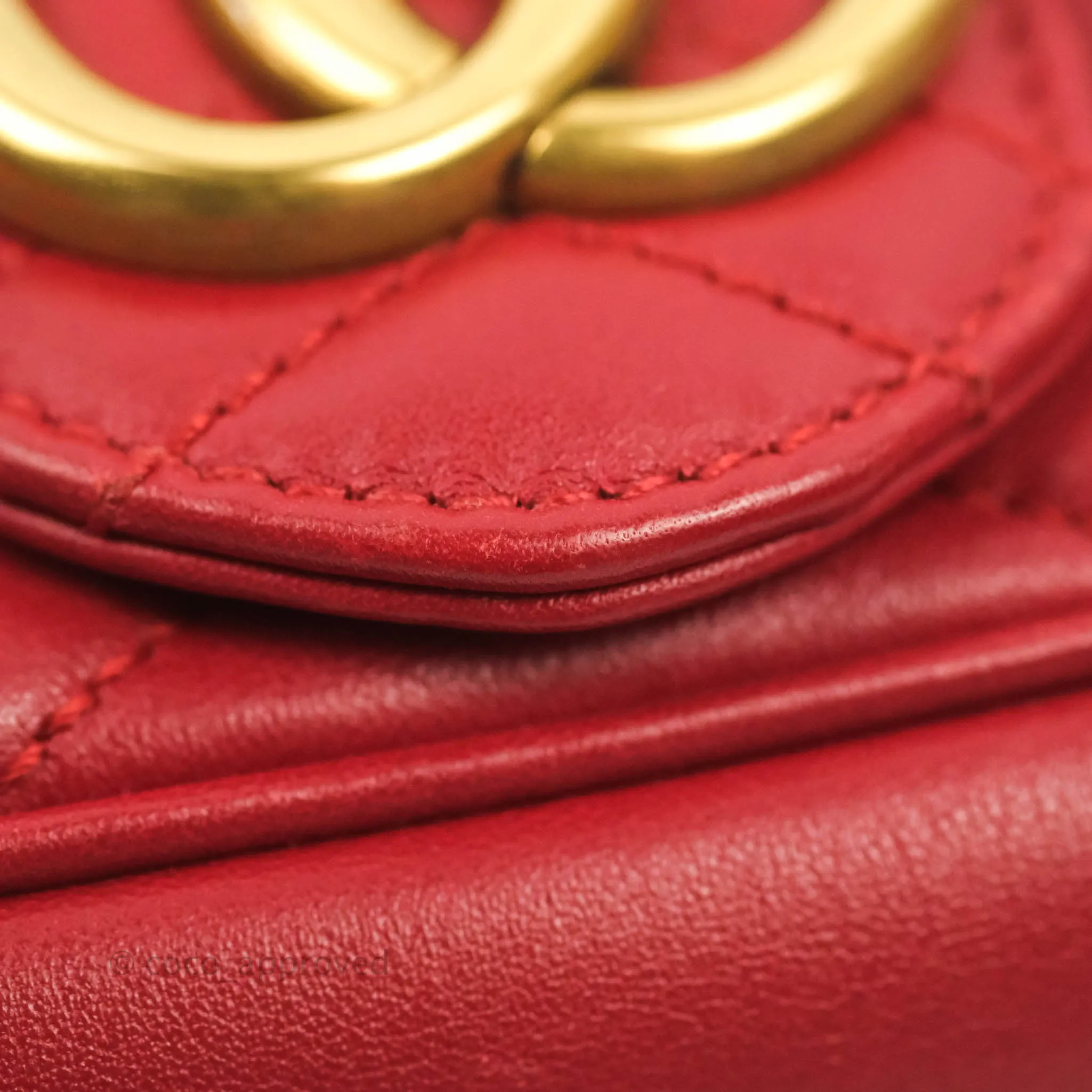 Gucci GG Marmont Matelass Leather Super Mini Bag Red