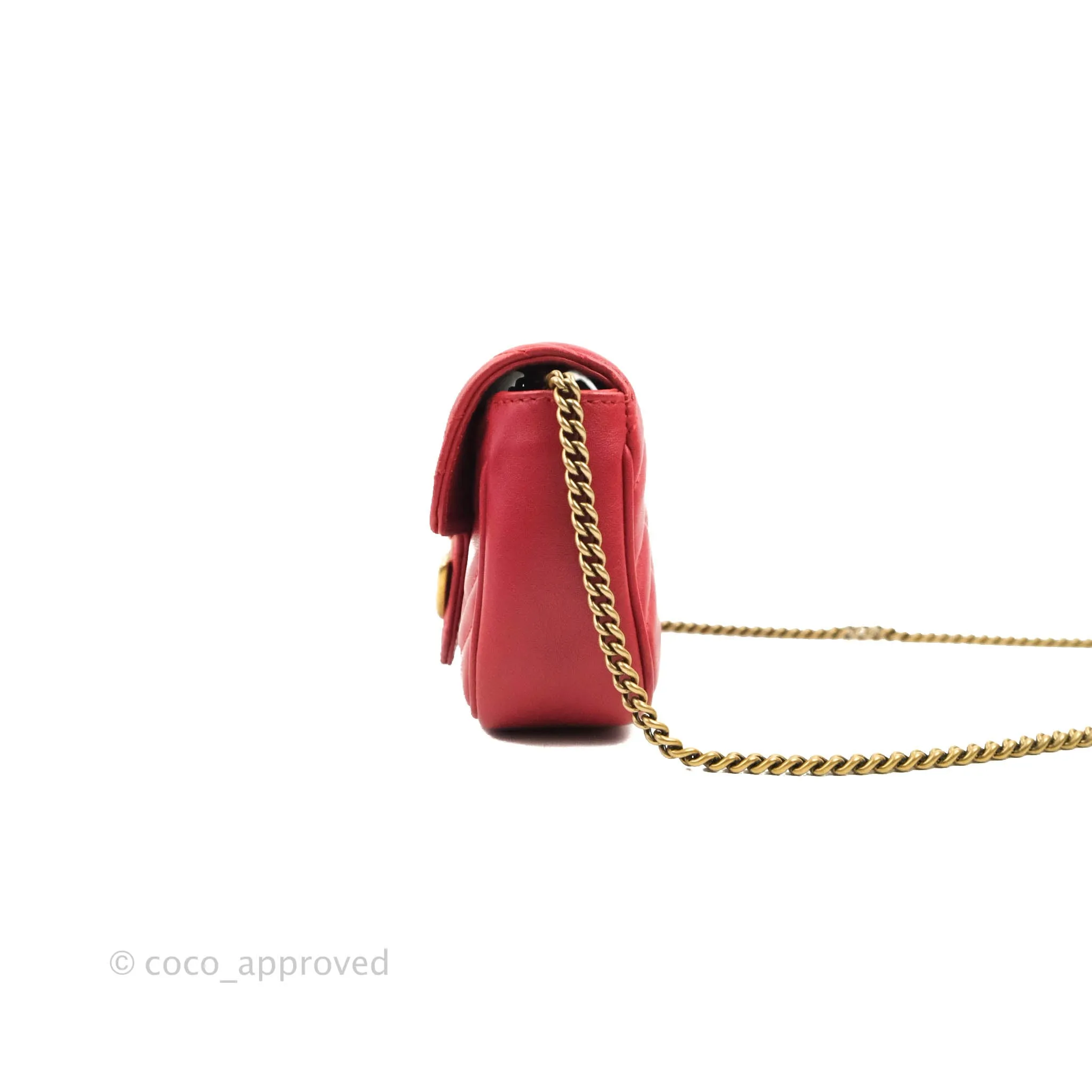 Gucci GG Marmont Matelass Leather Super Mini Bag Red