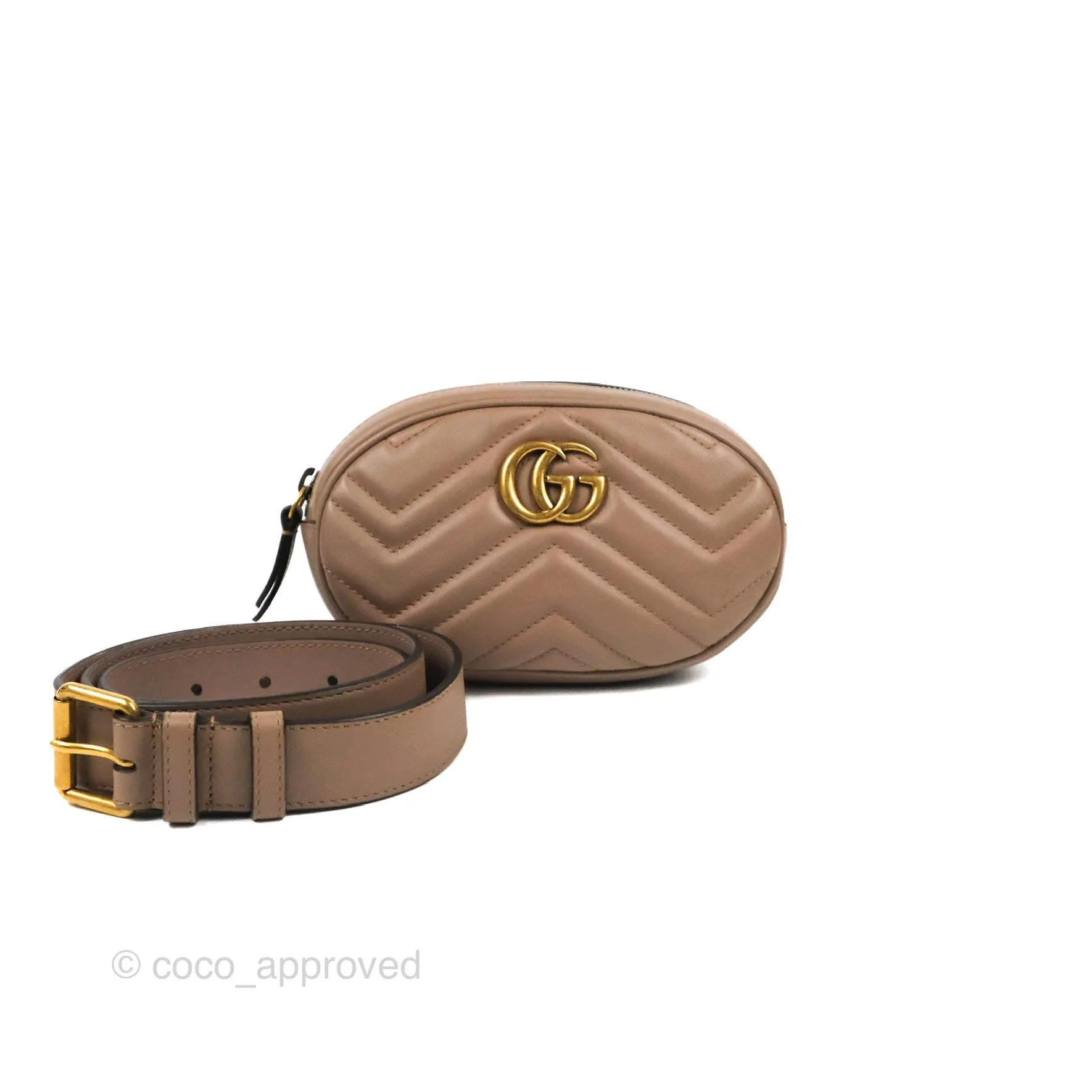 Gucci GG Marmont Matelass Oval Belt Bag Dusty Pink