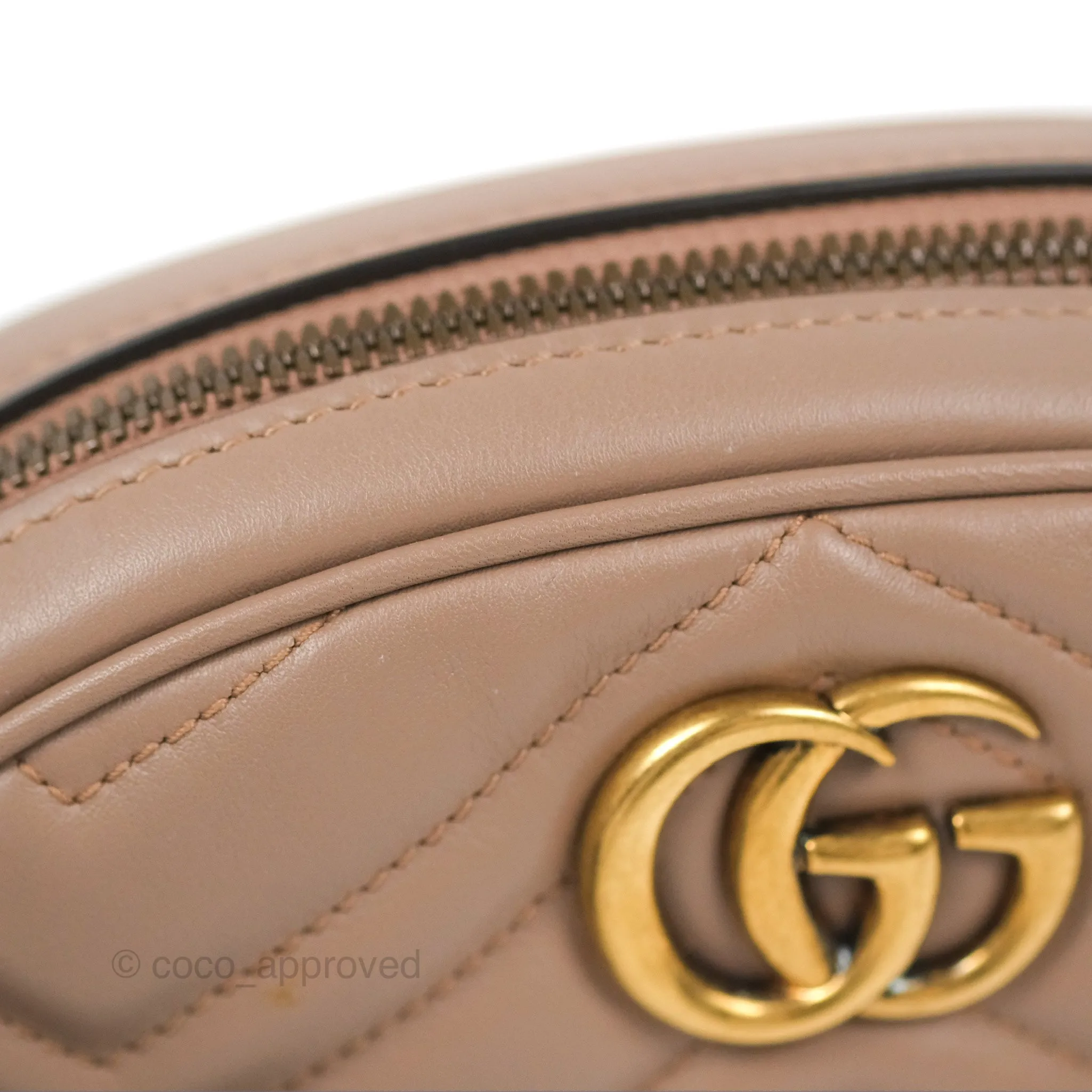 Gucci GG Marmont Matelass Oval Belt Bag Dusty Pink