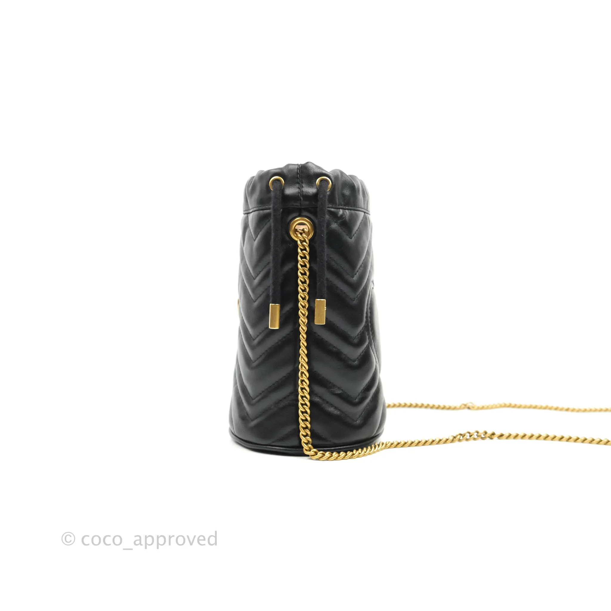 Gucci GG Marmont Mini Leather Bucket Bag Black