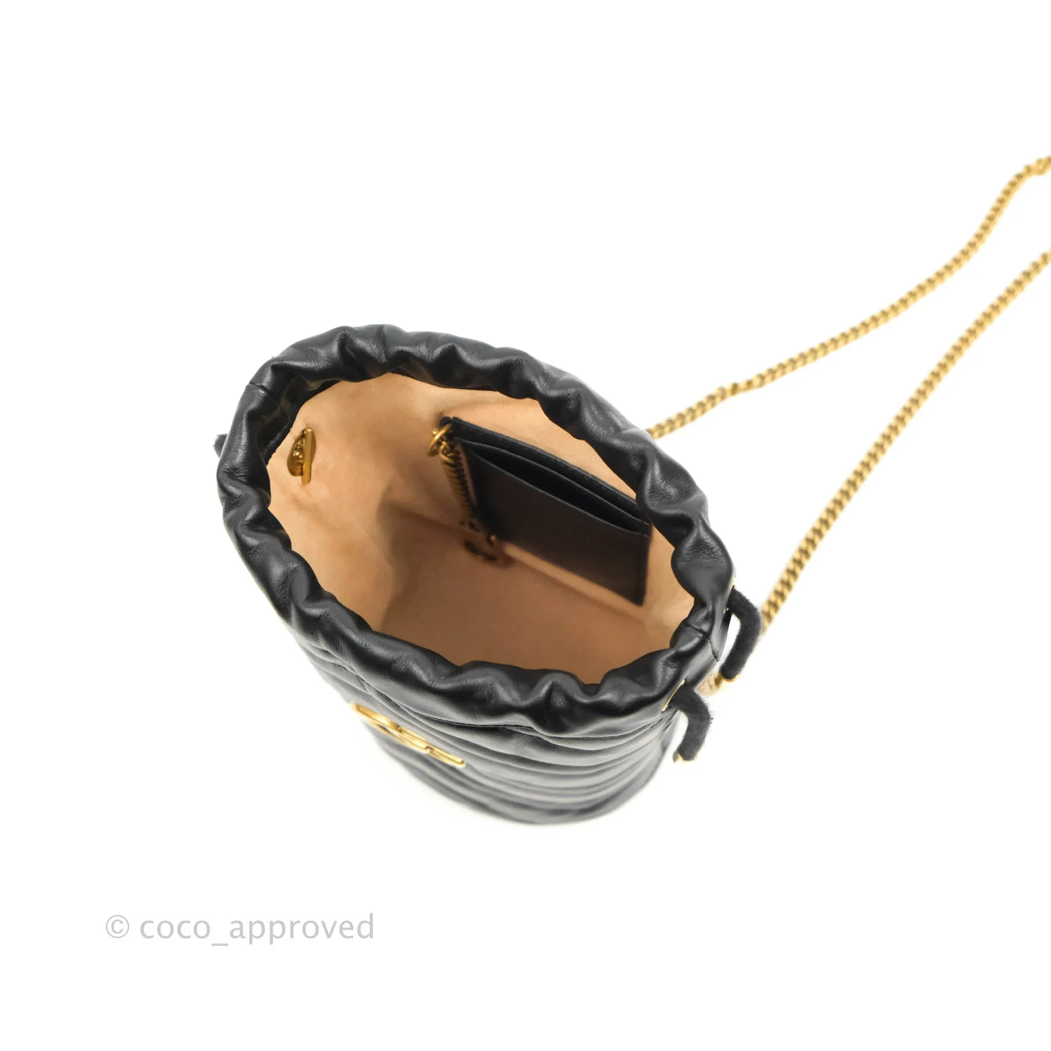 Gucci GG Marmont Mini Leather Bucket Bag Black