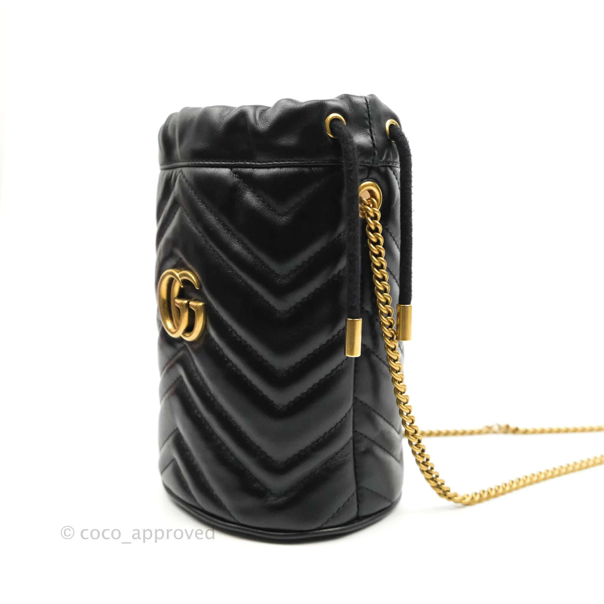 Gucci GG Marmont Mini Leather Bucket Bag Black