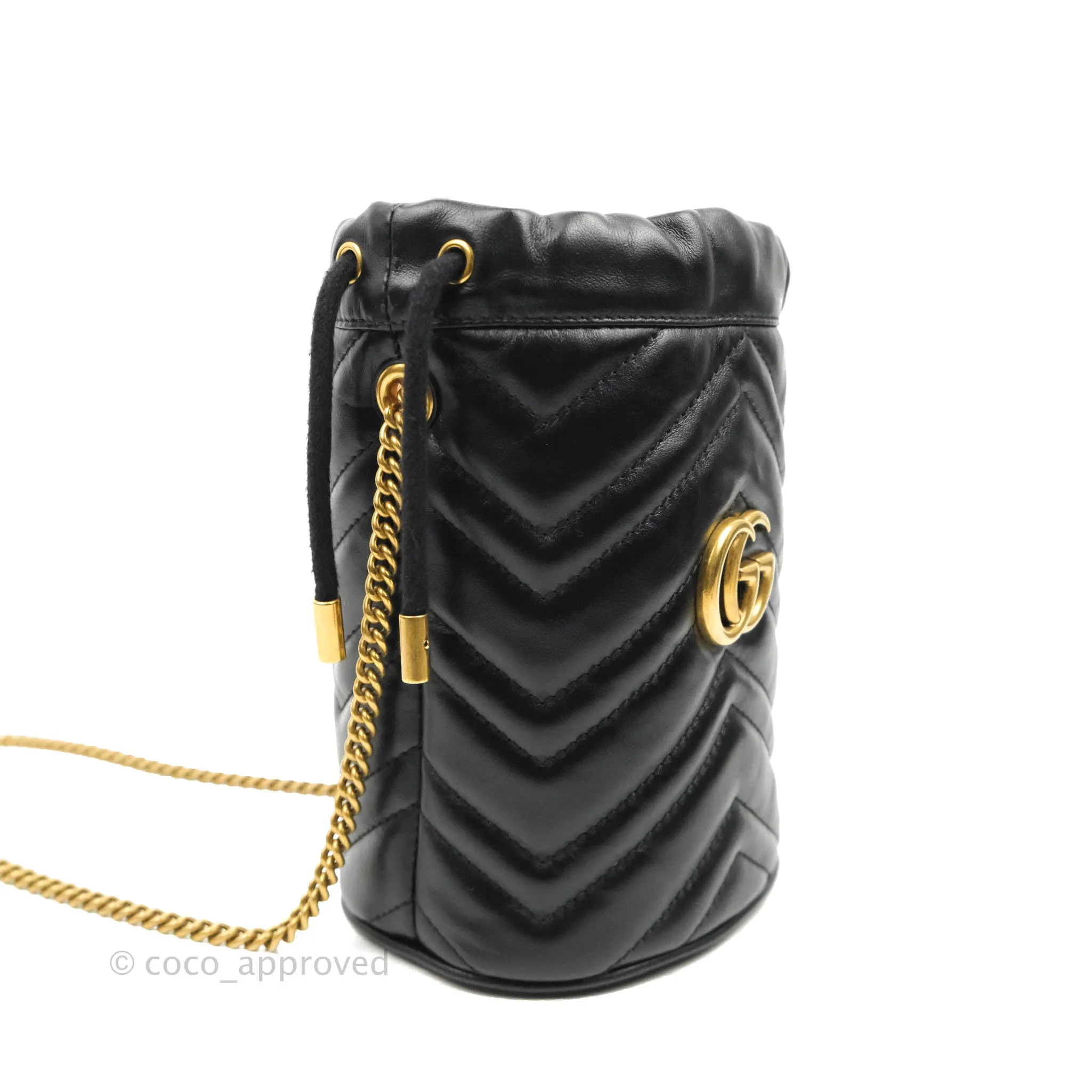 Gucci GG Marmont Mini Leather Bucket Bag Black
