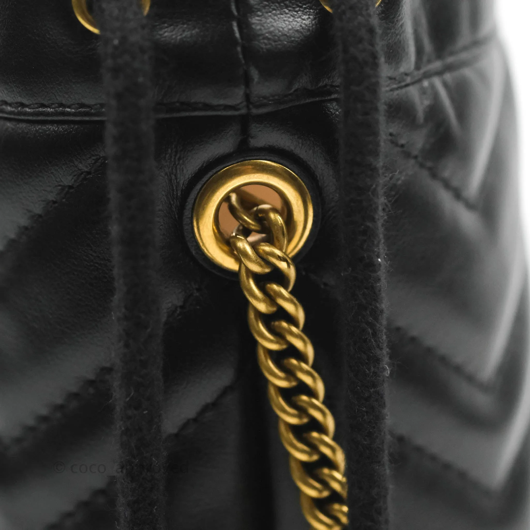 Gucci GG Marmont Mini Leather Bucket Bag Black