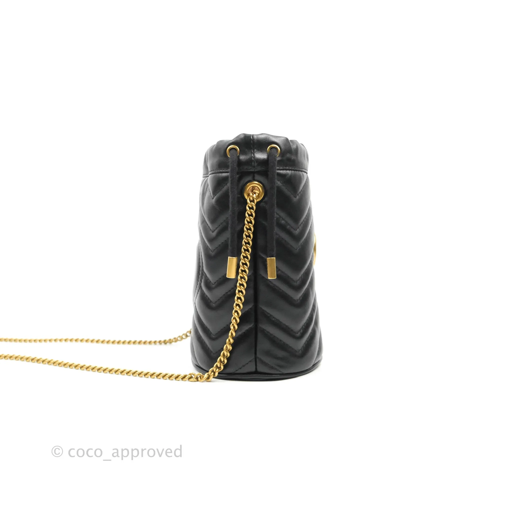 Gucci GG Marmont Mini Leather Bucket Bag Black