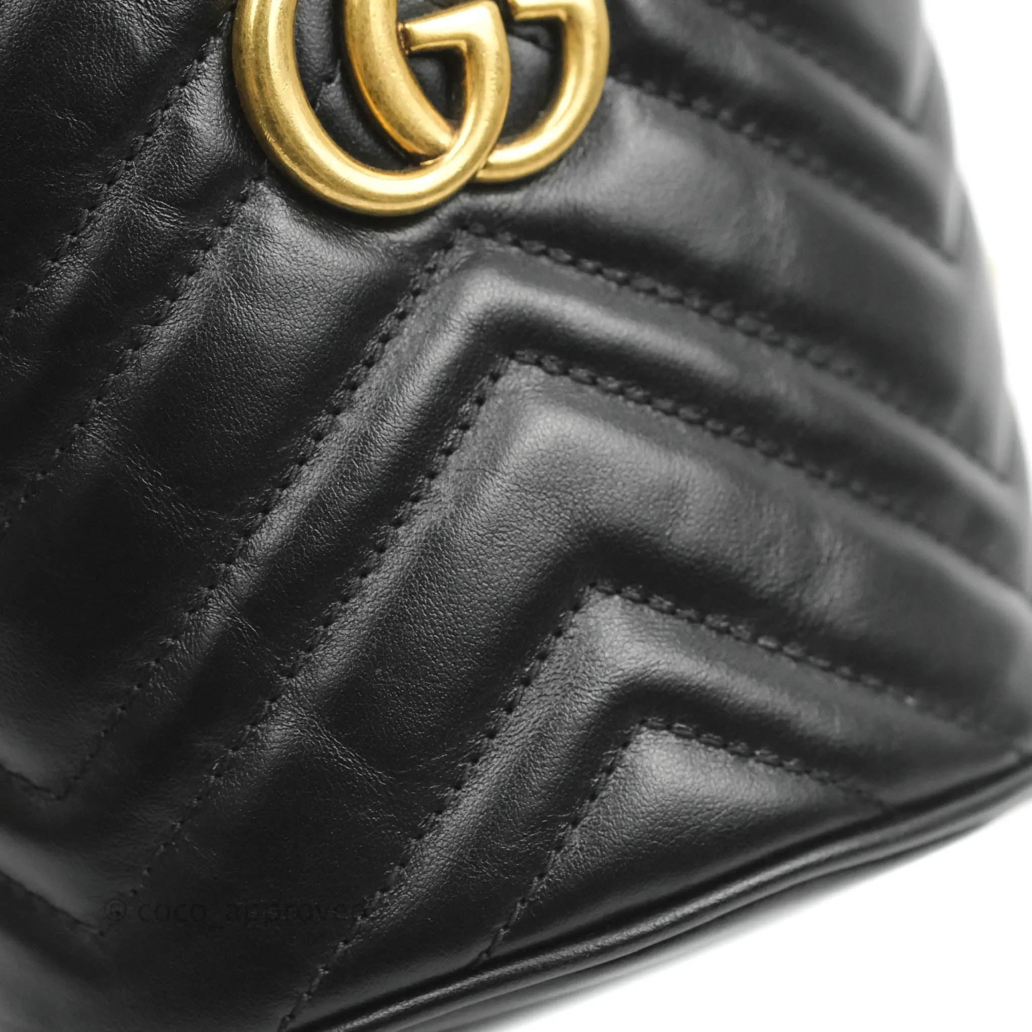 Gucci GG Marmont Mini Leather Bucket Bag Black