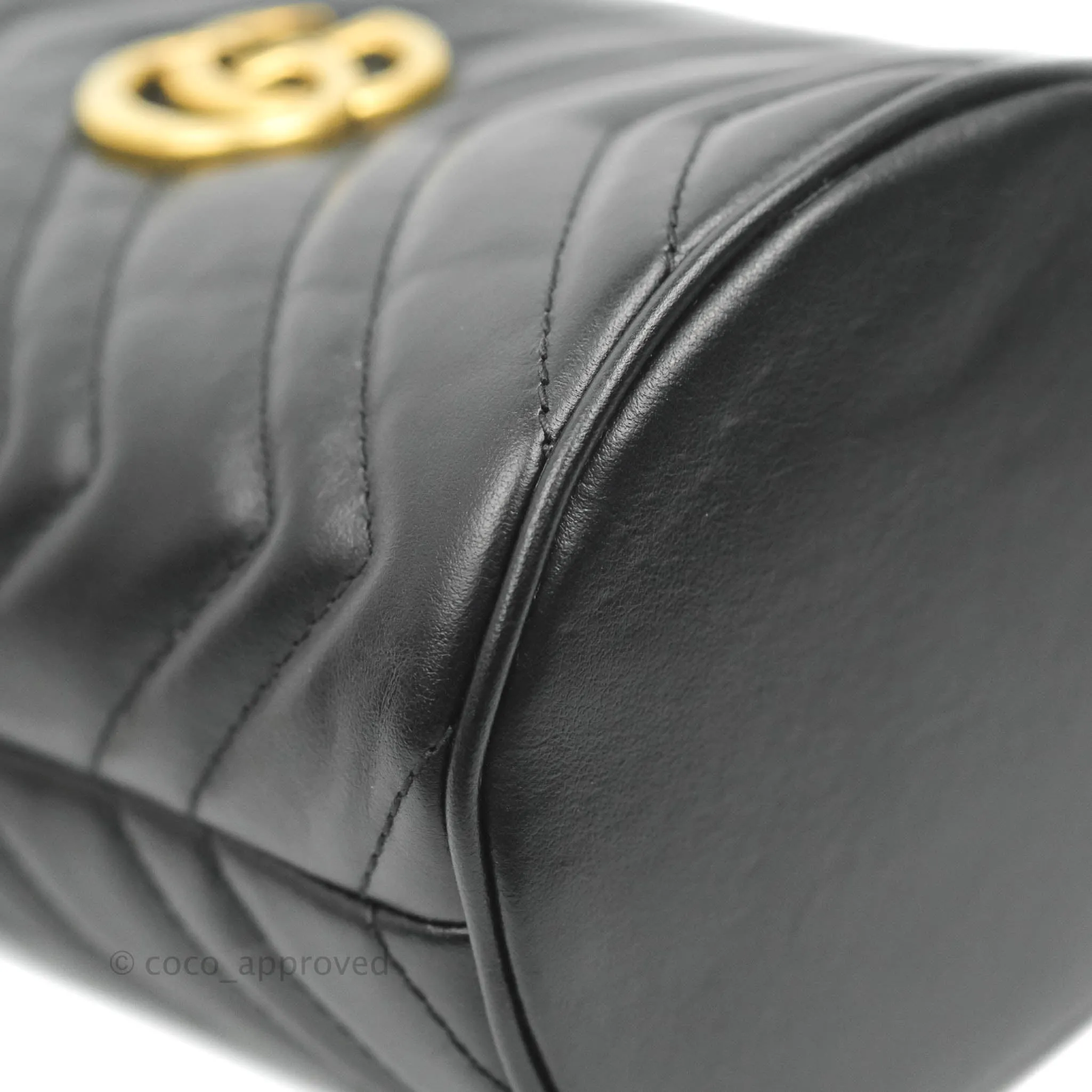 Gucci GG Marmont Mini Leather Bucket Bag Black