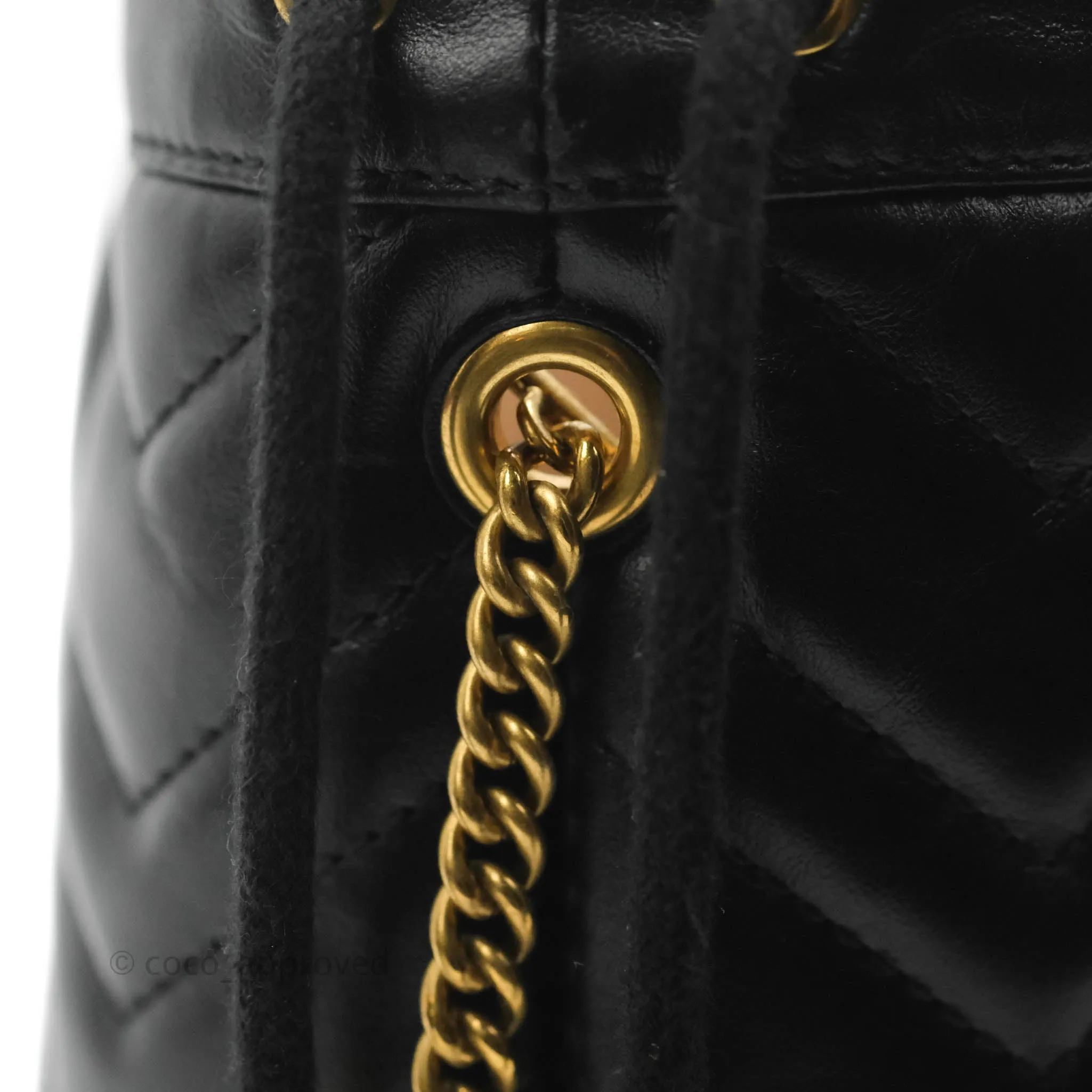 Gucci GG Marmont Mini Leather Bucket Bag Black