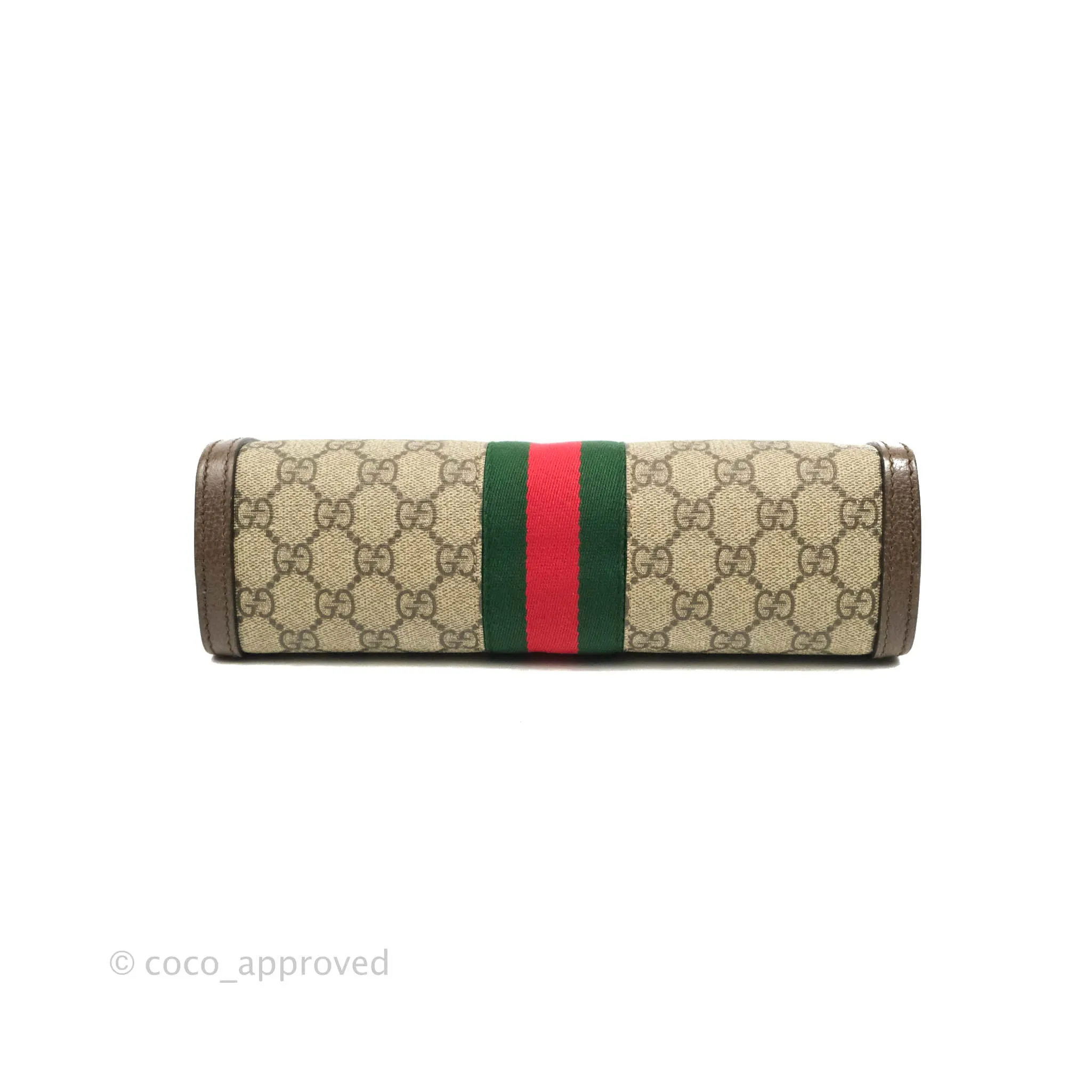Gucci GG Supreme Monogram Web Small Ophidia Chain Shoulder Bag Brown