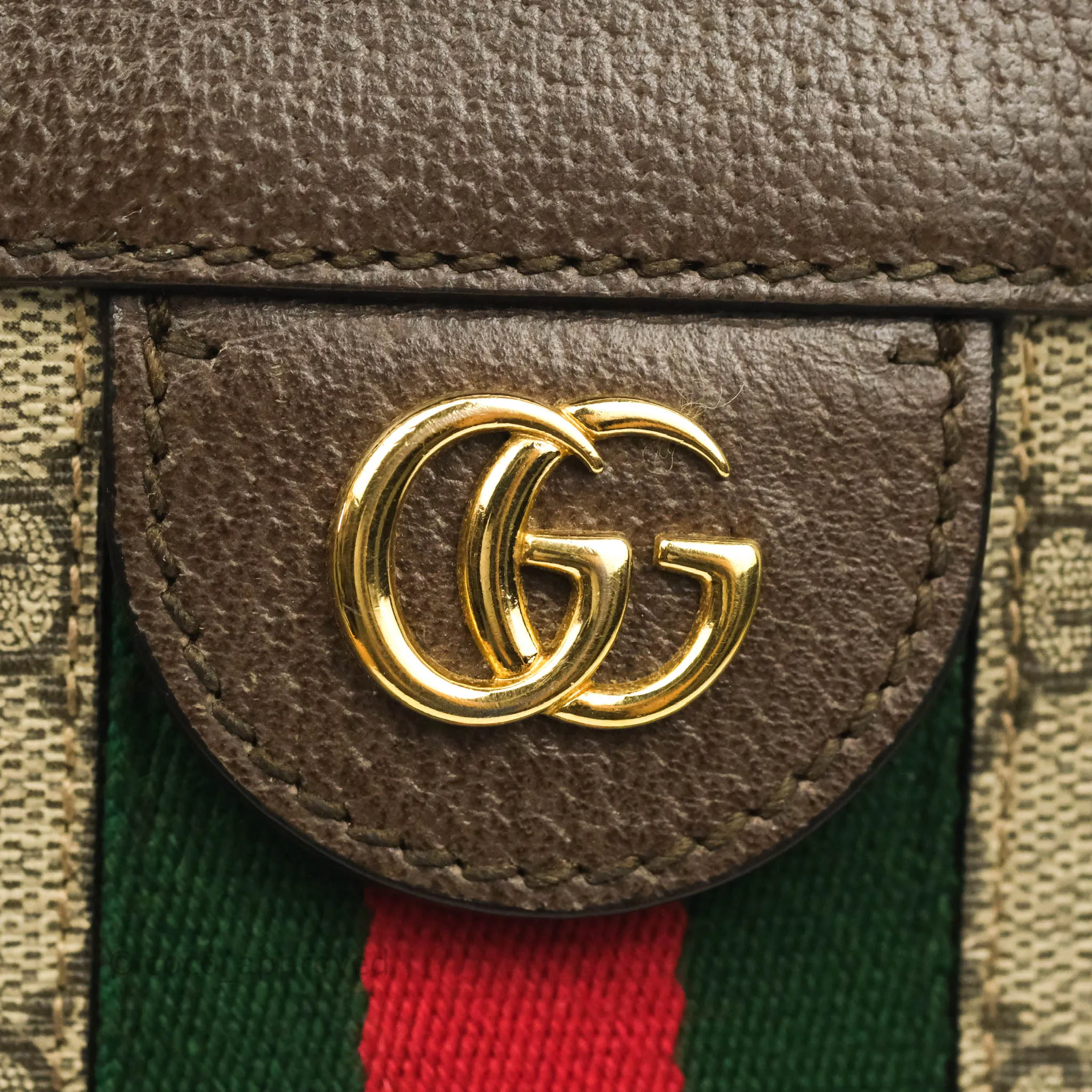 Gucci GG Supreme Monogram Web Small Ophidia Chain Shoulder Bag Brown