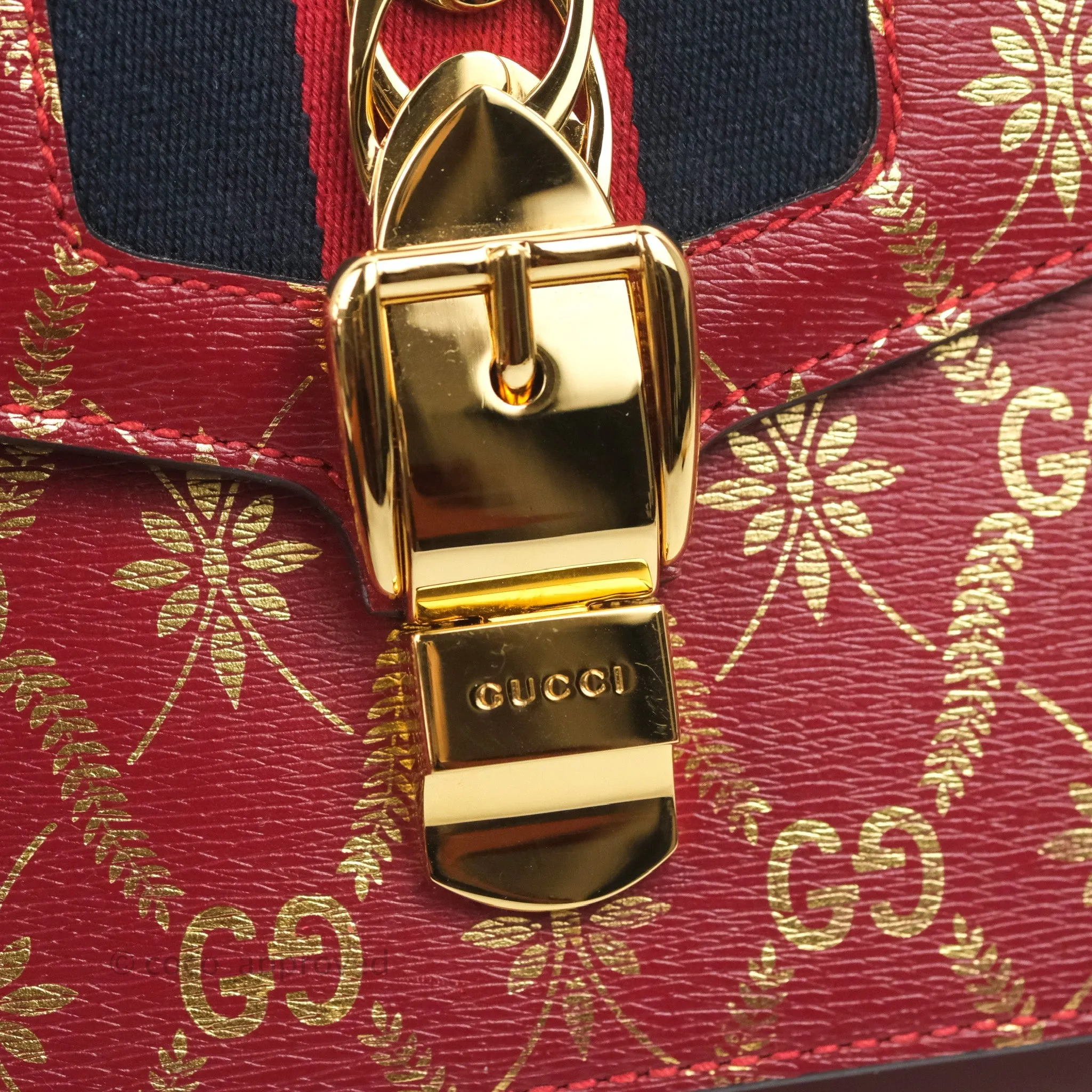 Gucci GG Sylvie Crossbody Bag Red Calfskin