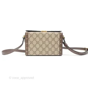 Gucci Gucci Brown/Beige GG Supreme Canvas and Leather Mini Trunk Bag