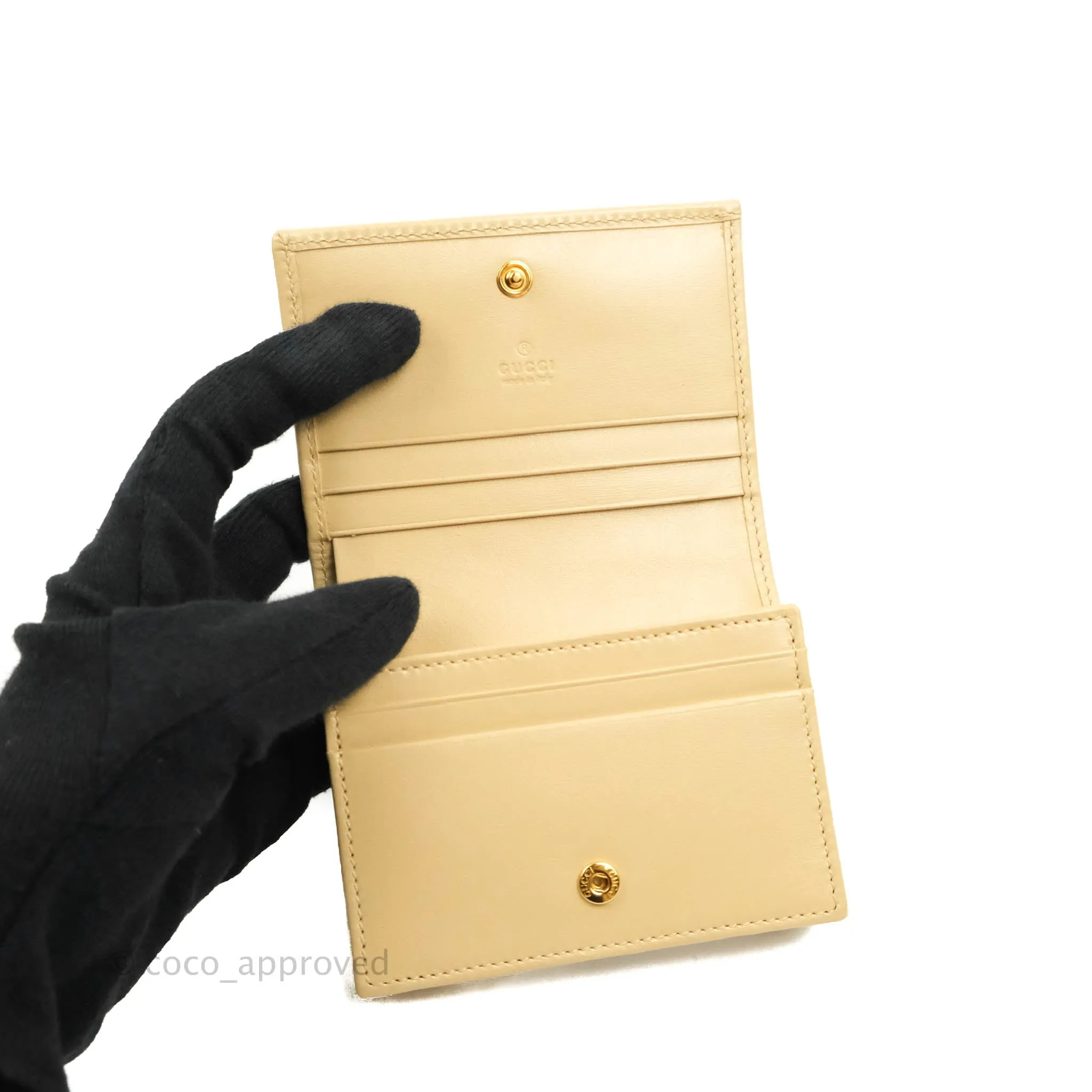 Gucci Horsebit 1955 Card Case Wallet Beige