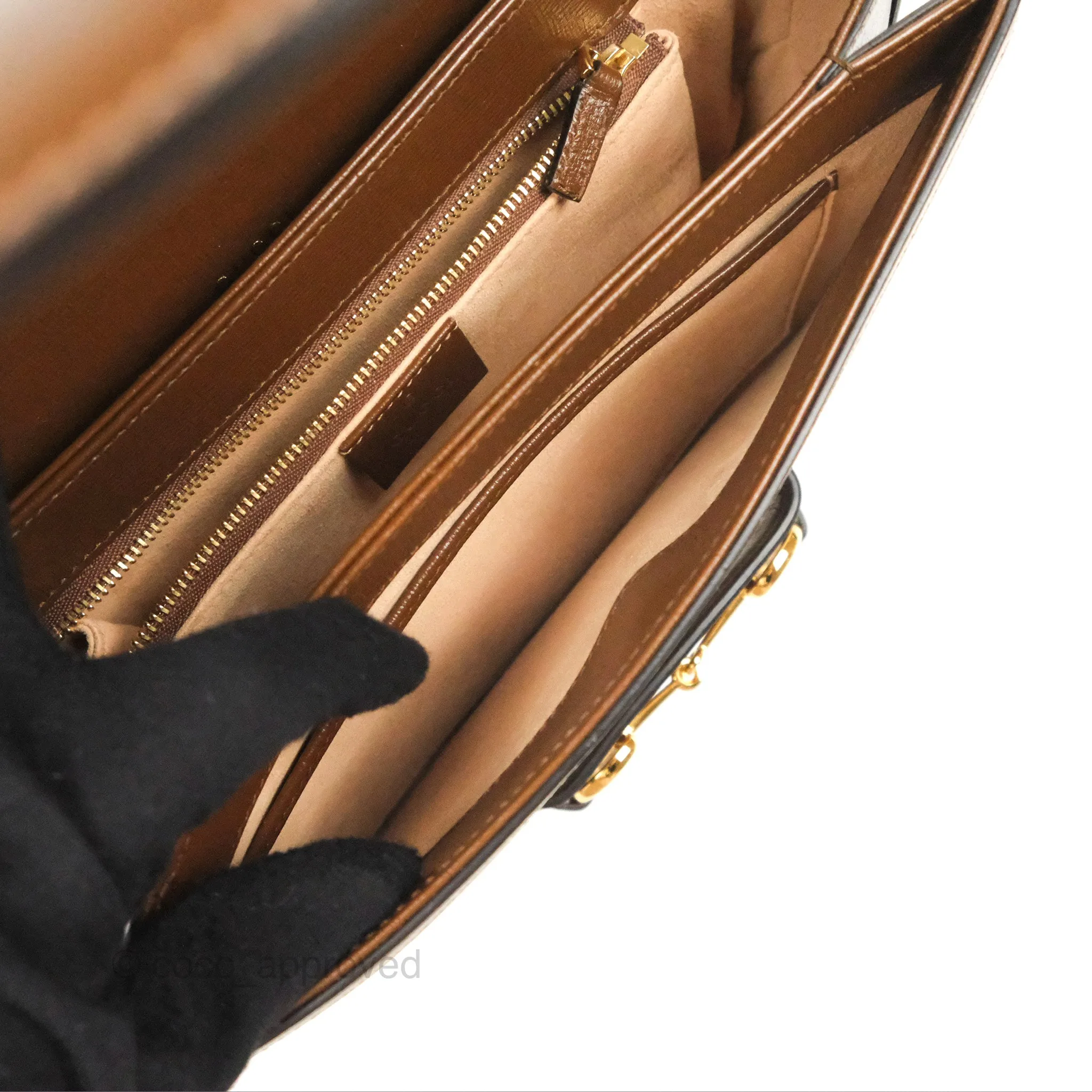 Gucci Horsebit 1955 GG Supreme Canvas Brown Shoulder Bag Gold Hardware