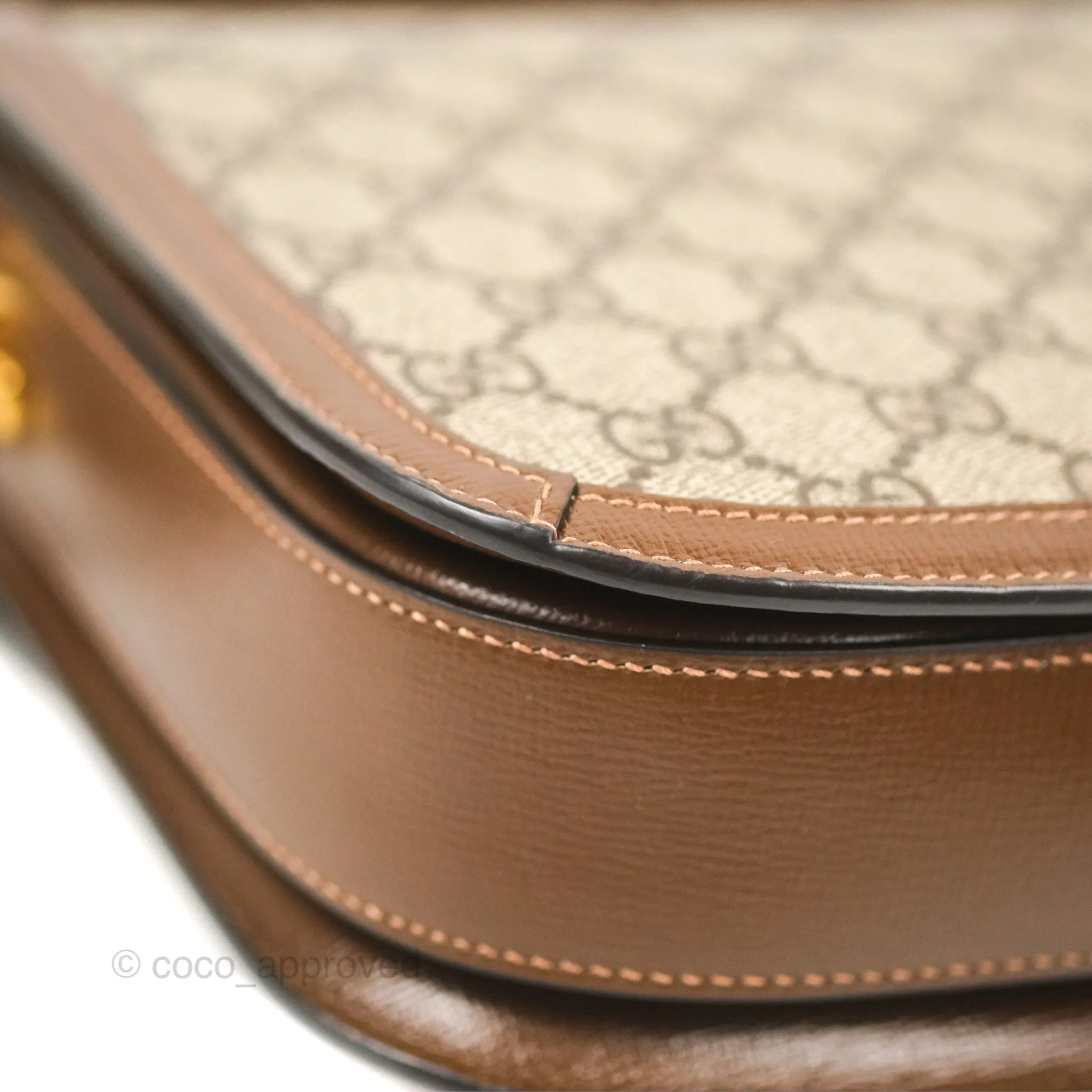 Gucci Horsebit 1955 GG Supreme Canvas Brown Shoulder Bag Gold Hardware