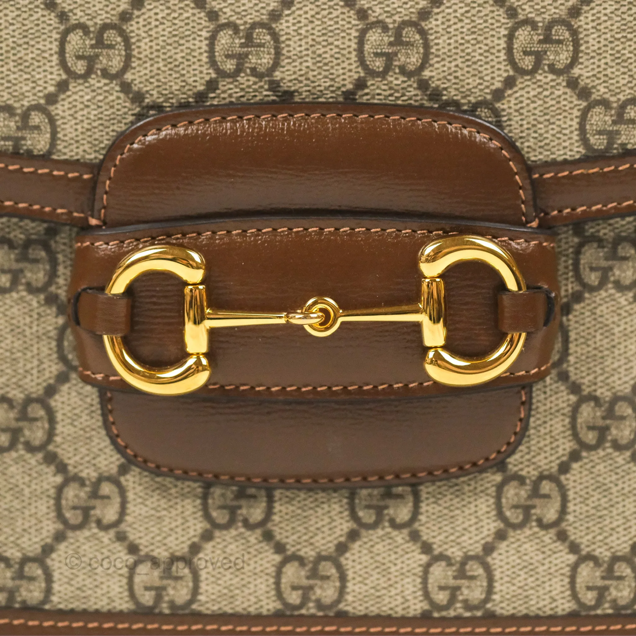 Gucci Horsebit 1955 GG Supreme Canvas Brown Shoulder Bag Gold Hardware