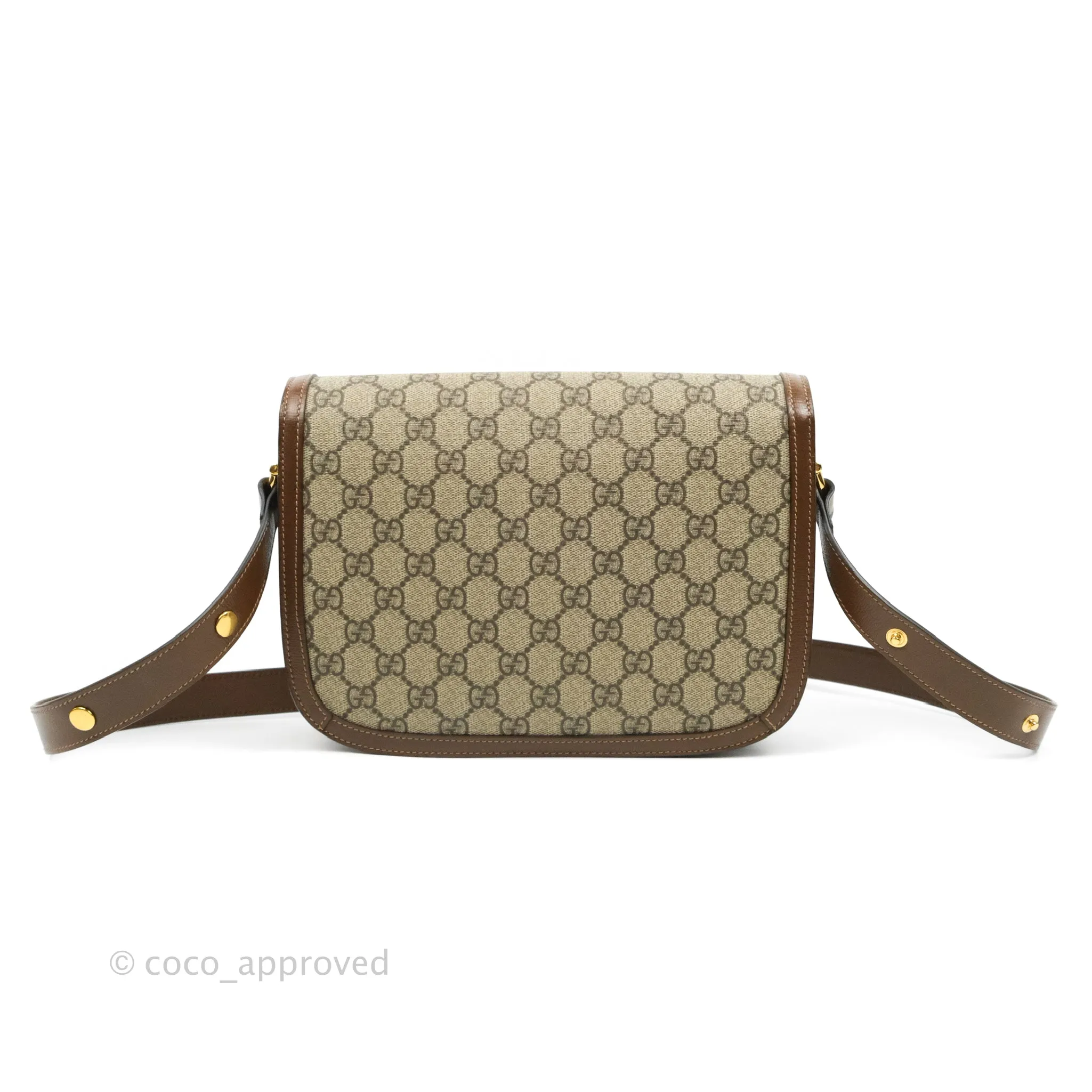 Gucci Horsebit 1955 GG Supreme Canvas Brown Shoulder Bag Gold Hardware
