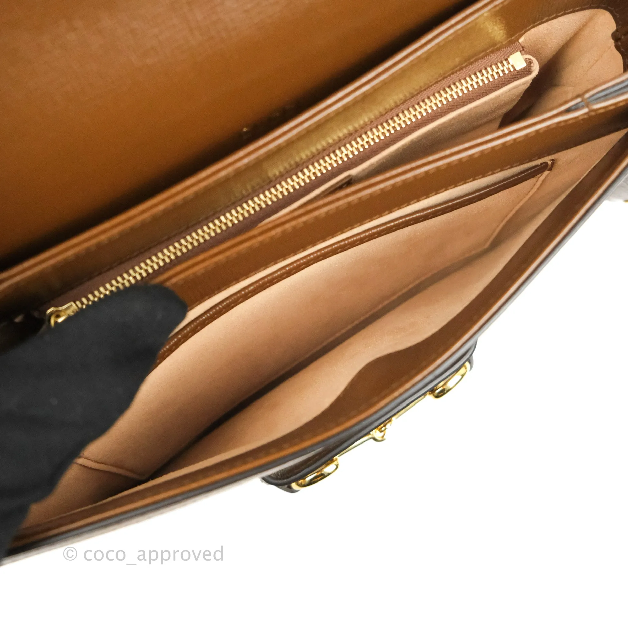 Gucci Horsebit 1955 GG Supreme Canvas Brown Shoulder Bag Gold Hardware