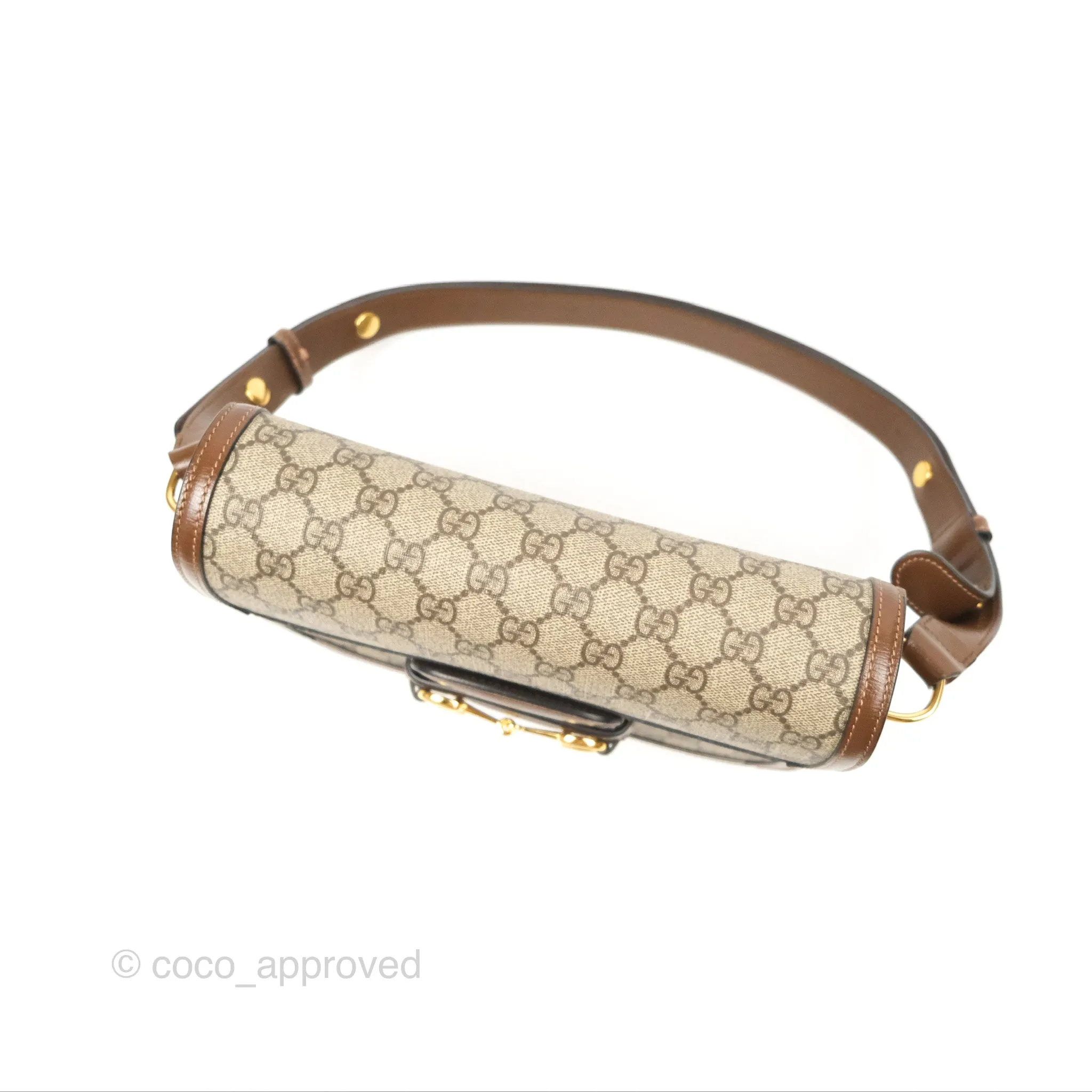 Gucci Horsebit 1955 GG Supreme Canvas Brown Shoulder Bag Gold Hardware