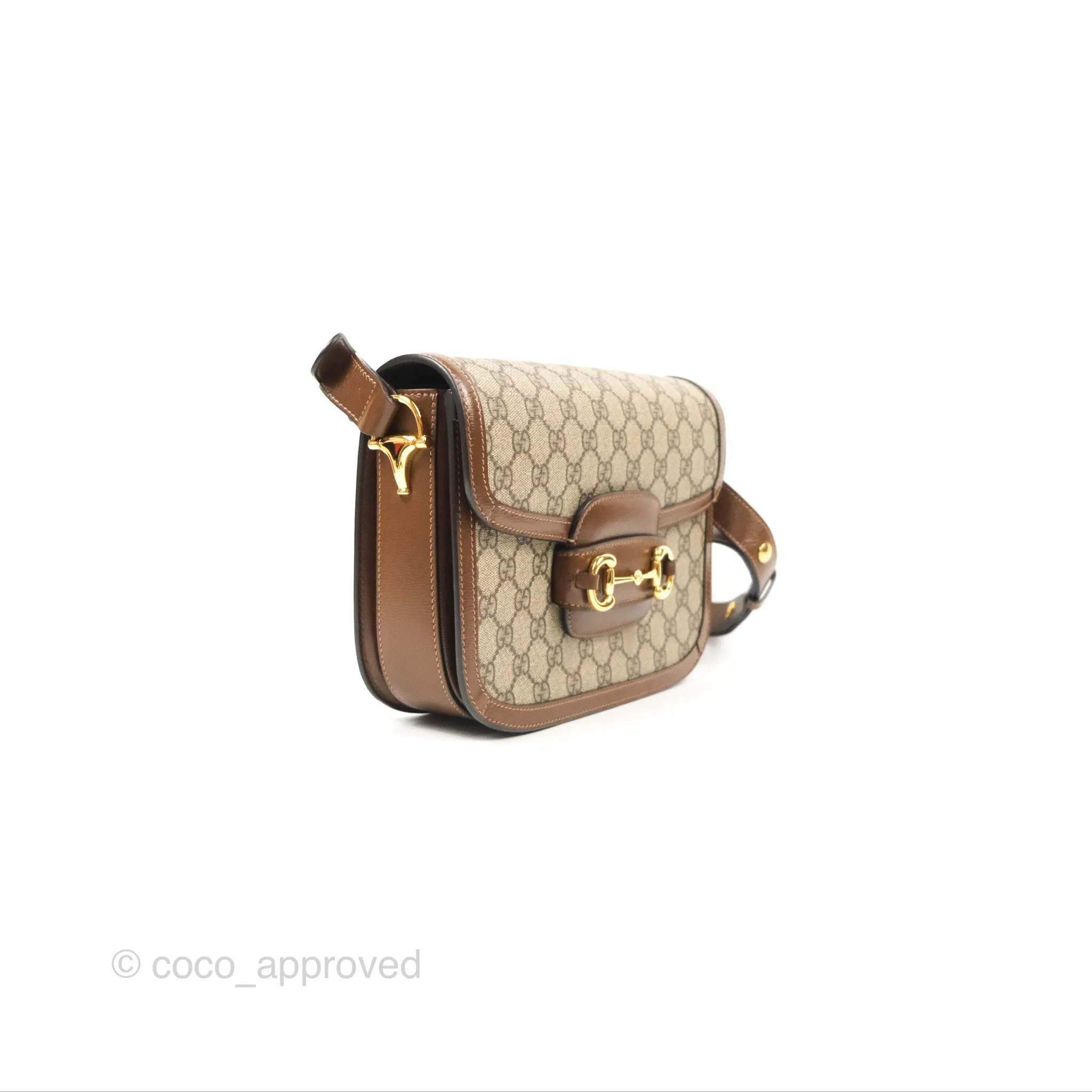 Gucci Horsebit 1955 GG Supreme Canvas Brown Shoulder Bag Gold Hardware