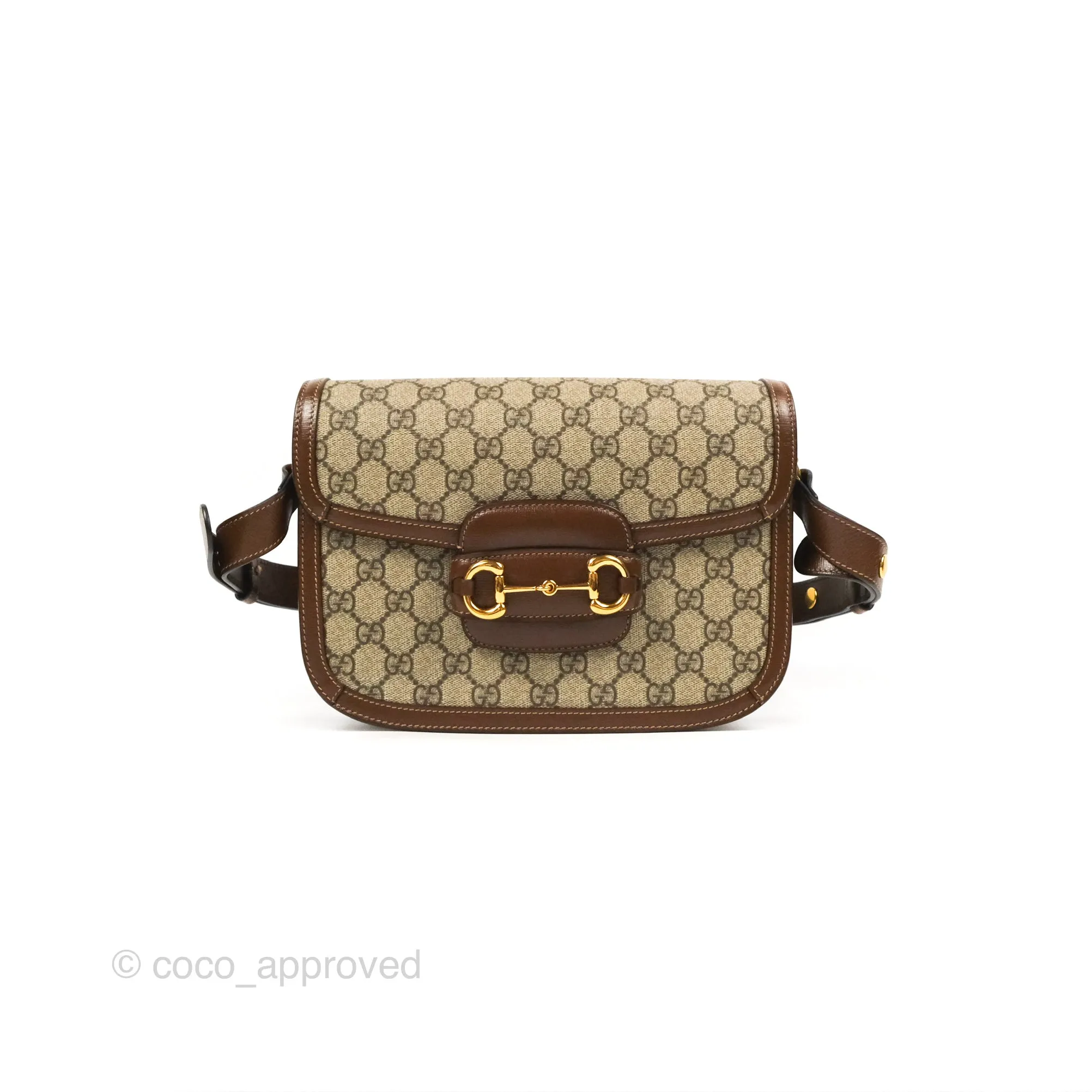 Gucci Horsebit 1955 GG Supreme Canvas Brown Shoulder Bag Gold Hardware
