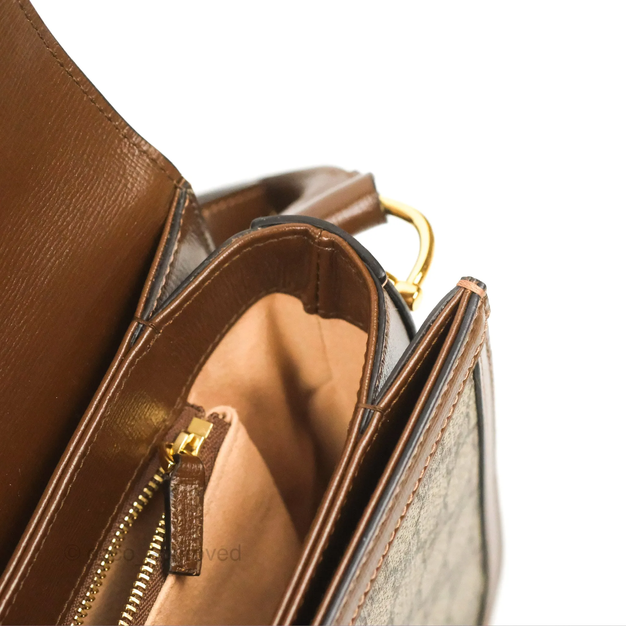 Gucci Horsebit 1955 GG Supreme Canvas Brown Shoulder Bag Gold Hardware