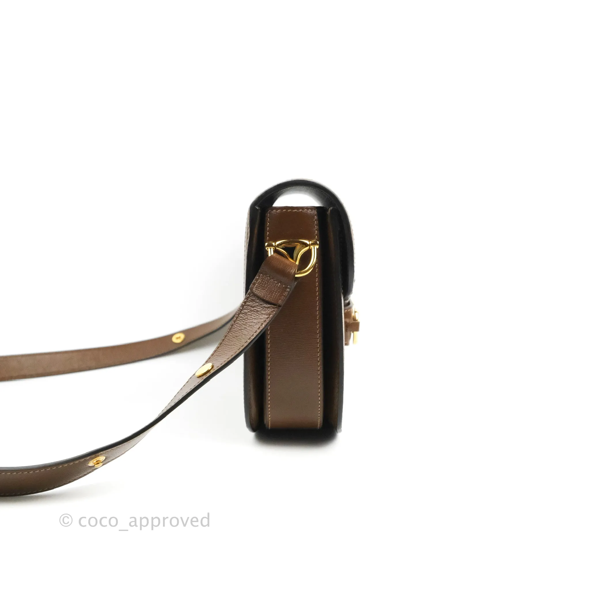Gucci Horsebit 1955 GG Supreme Canvas Brown Shoulder Bag Gold Hardware