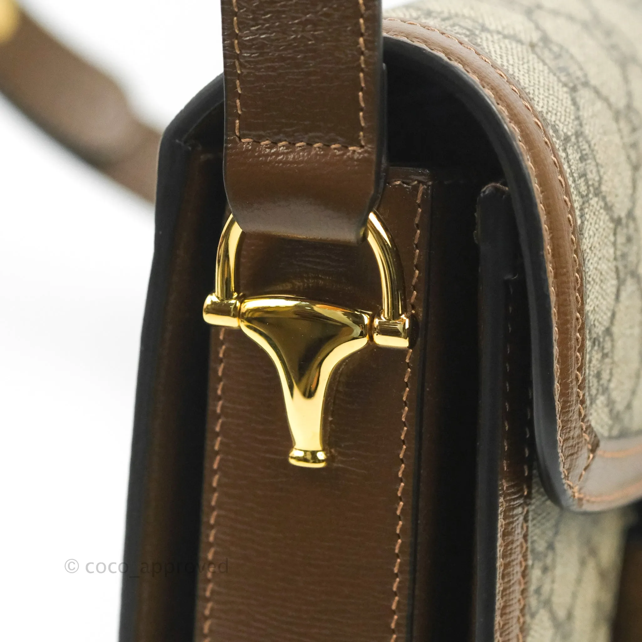 Gucci Horsebit 1955 GG Supreme Canvas Brown Shoulder Bag Gold Hardware