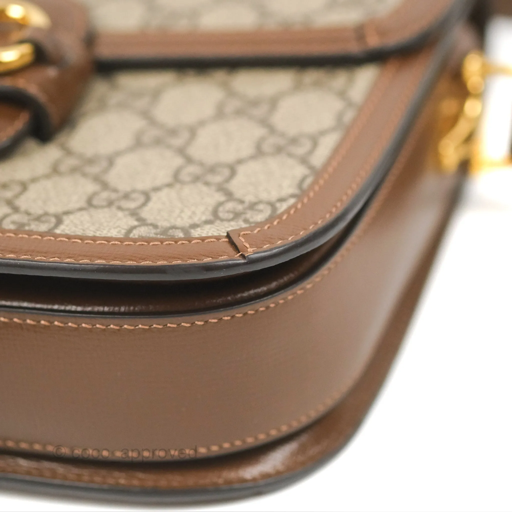 Gucci Horsebit 1955 GG Supreme Canvas Brown Shoulder Bag Gold Hardware