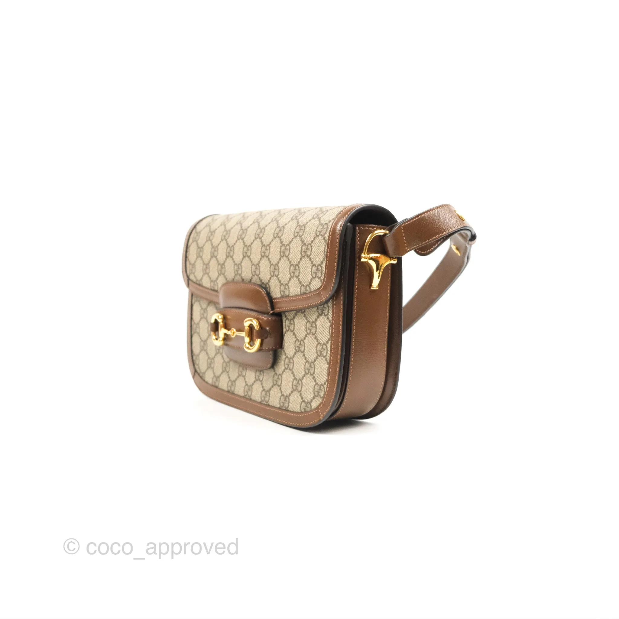 Gucci Horsebit 1955 GG Supreme Canvas Brown Shoulder Bag Gold Hardware