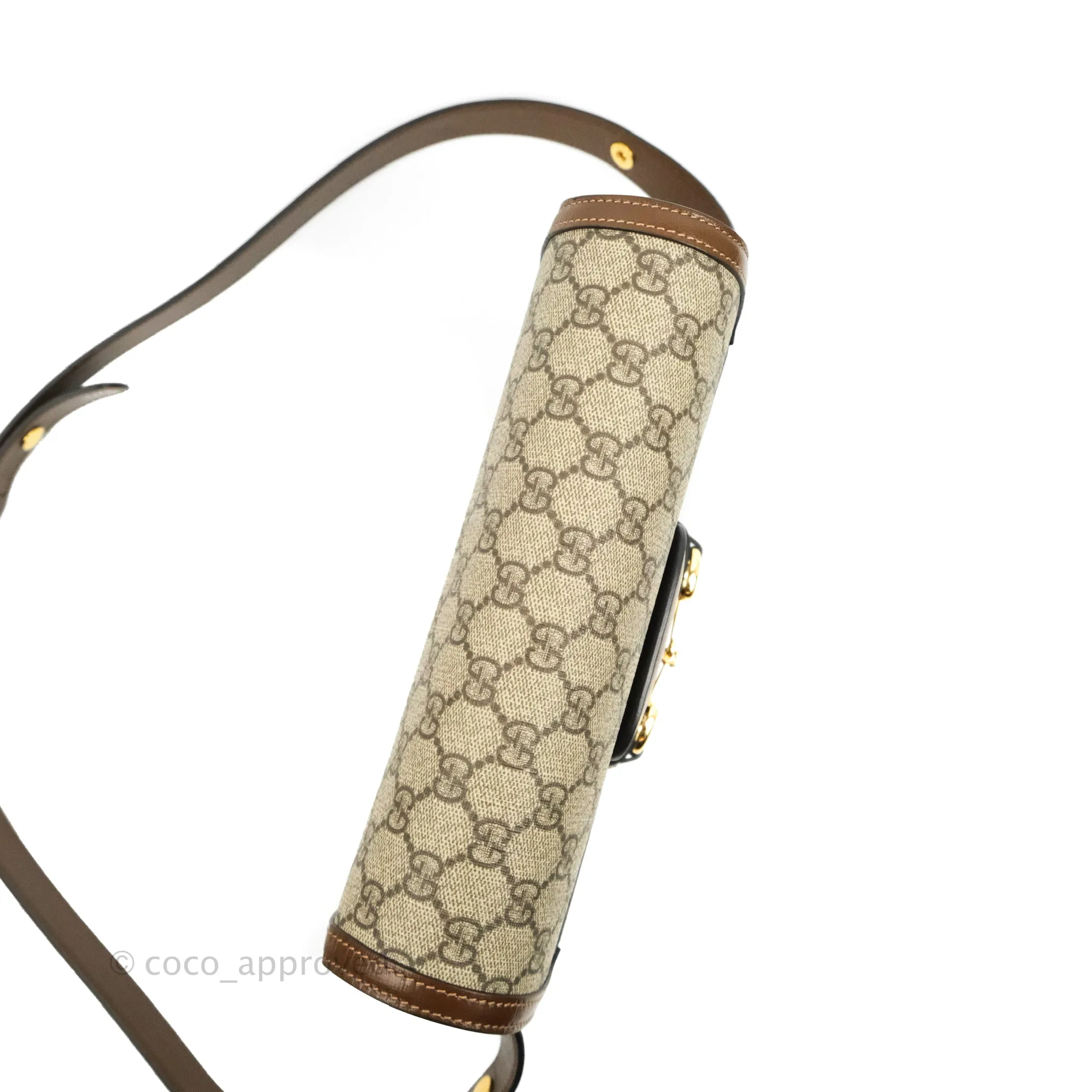 Gucci Horsebit 1955 GG Supreme Canvas Brown Shoulder Bag Gold Hardware