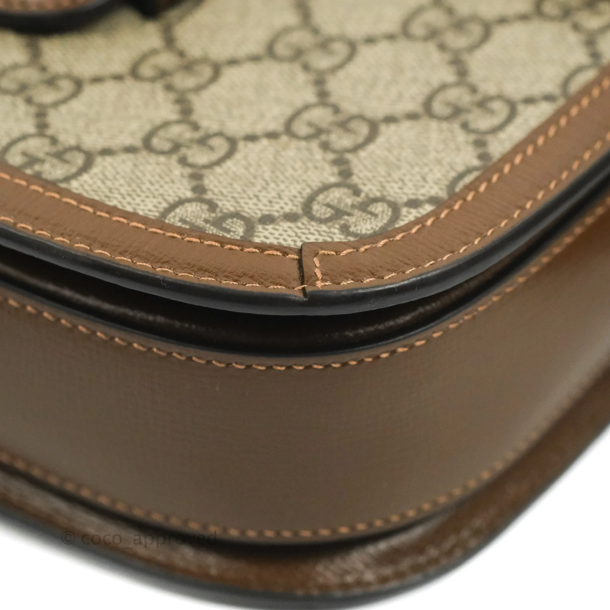 Gucci Horsebit 1955 GG Supreme Canvas Brown Shoulder Bag Gold Hardware