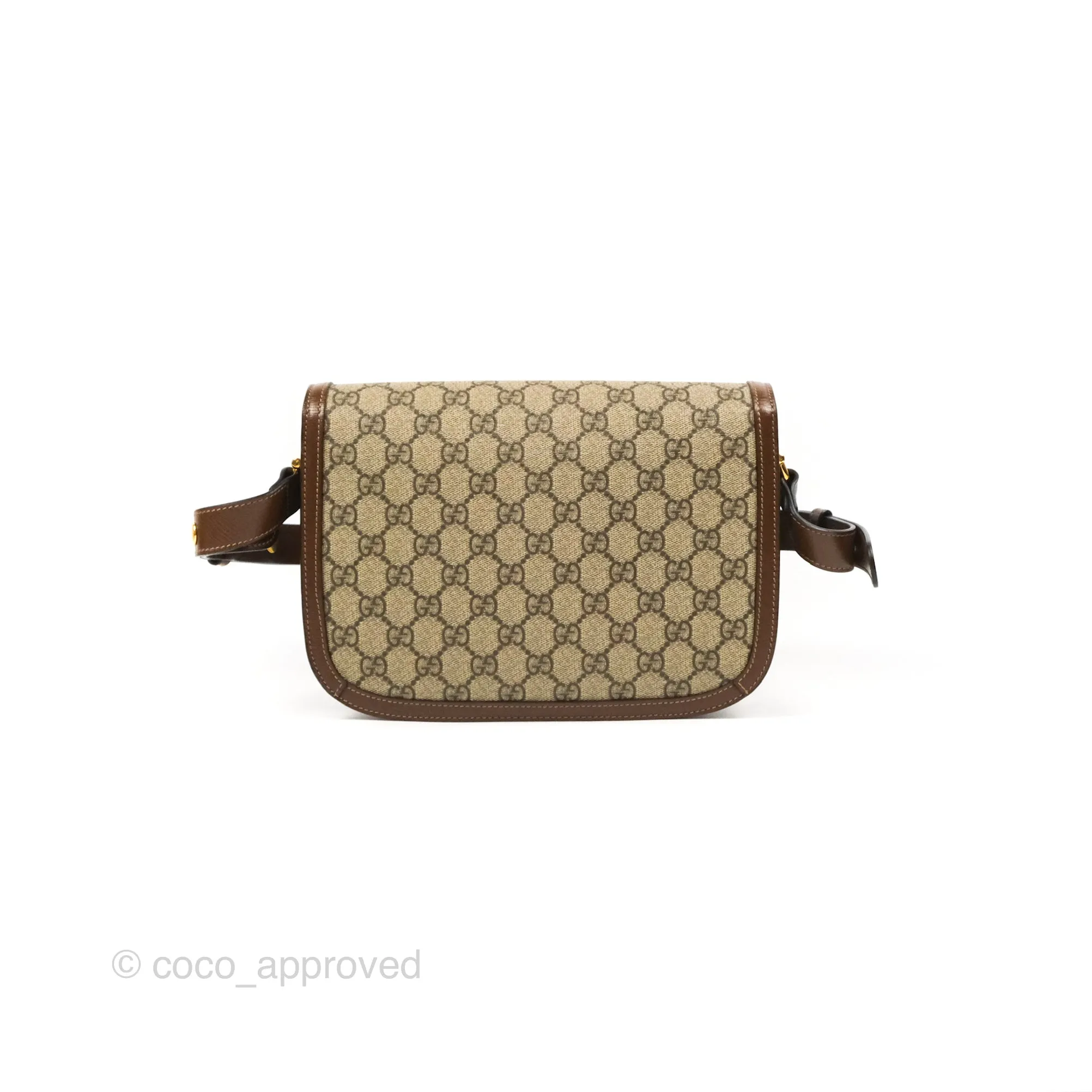 Gucci Horsebit 1955 GG Supreme Canvas Brown Shoulder Bag Gold Hardware