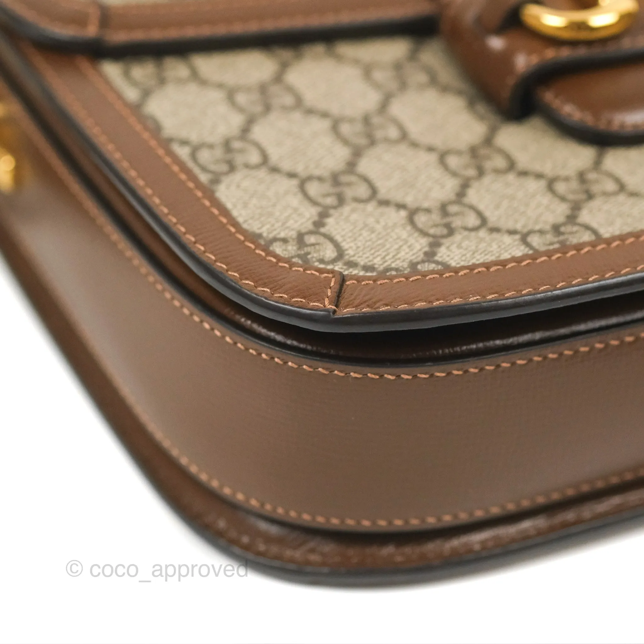 Gucci Horsebit 1955 GG Supreme Canvas Brown Shoulder Bag Gold Hardware