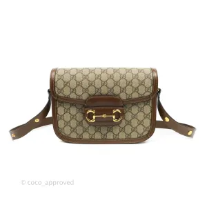 Gucci Horsebit 1955 GG Supreme Canvas Brown Shoulder Bag Gold Hardware