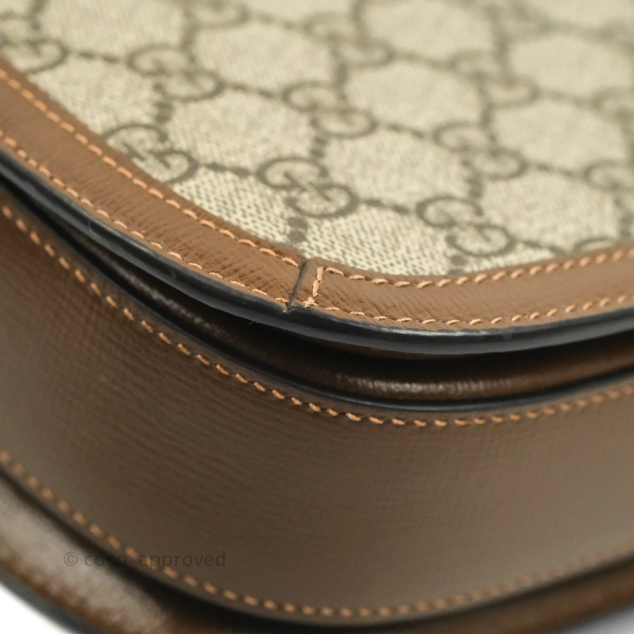 Gucci Horsebit 1955 GG Supreme Canvas Brown Shoulder Bag Gold Hardware