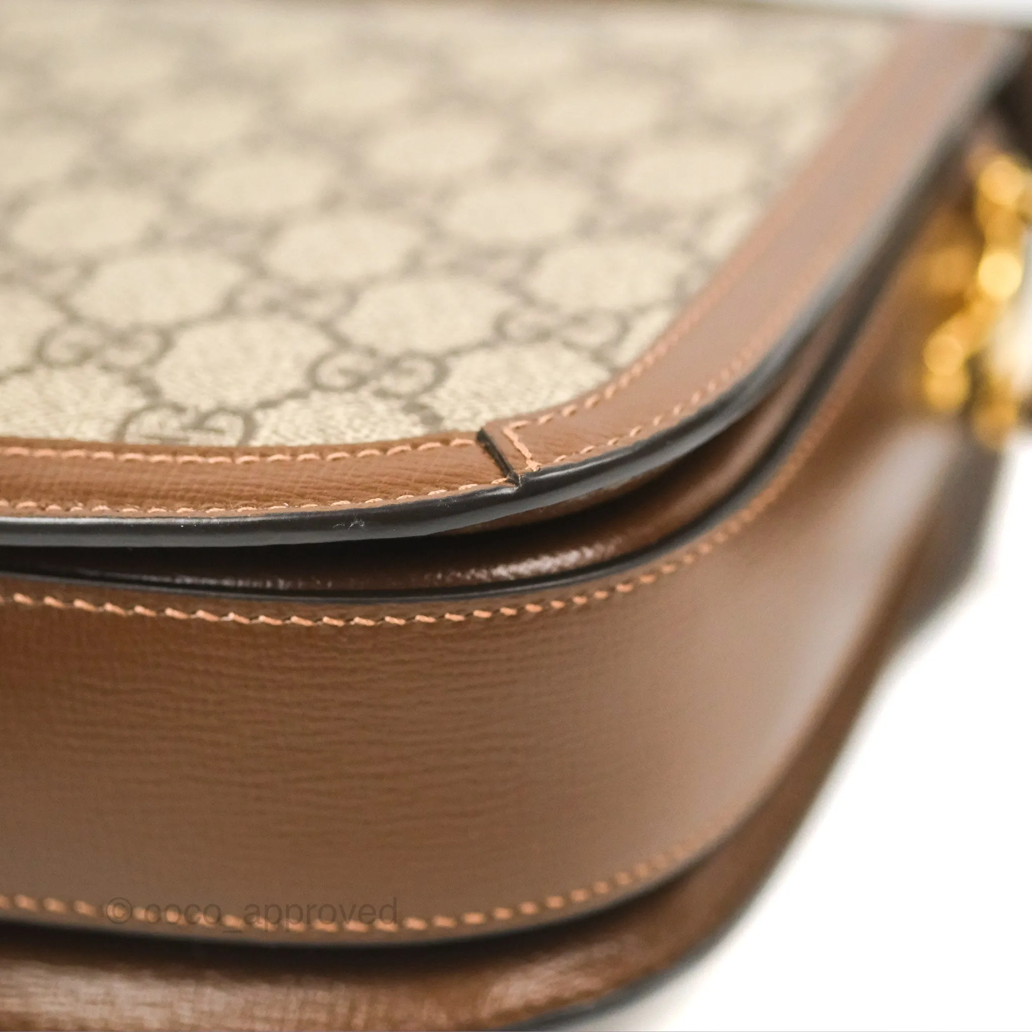 Gucci Horsebit 1955 GG Supreme Canvas Brown Shoulder Bag Gold Hardware