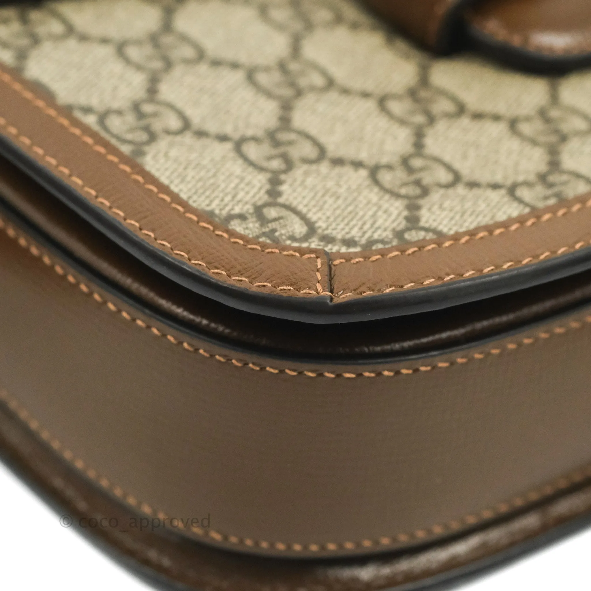Gucci Horsebit 1955 GG Supreme Canvas Brown Shoulder Bag Gold Hardware