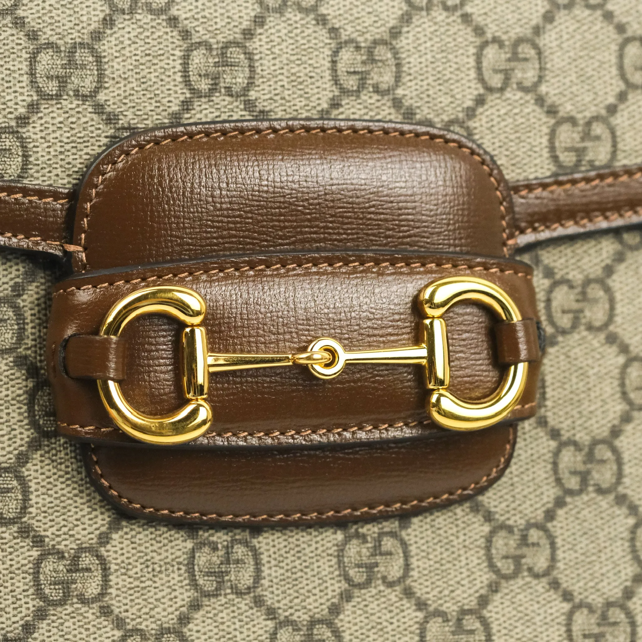 Gucci Horsebit 1955 GG Supreme Canvas Brown Shoulder Bag Gold Hardware