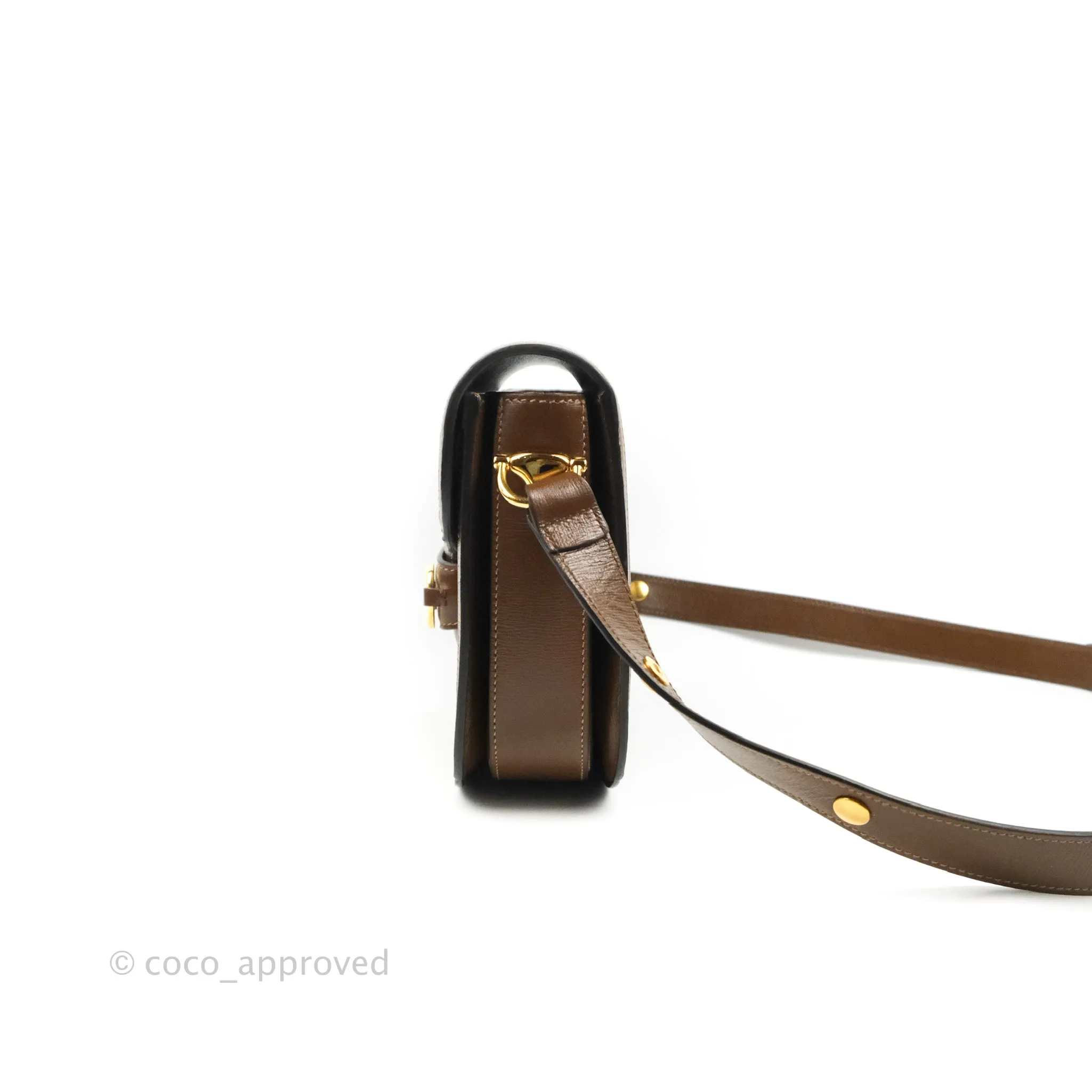 Gucci Horsebit 1955 GG Supreme Canvas Brown Shoulder Bag Gold Hardware